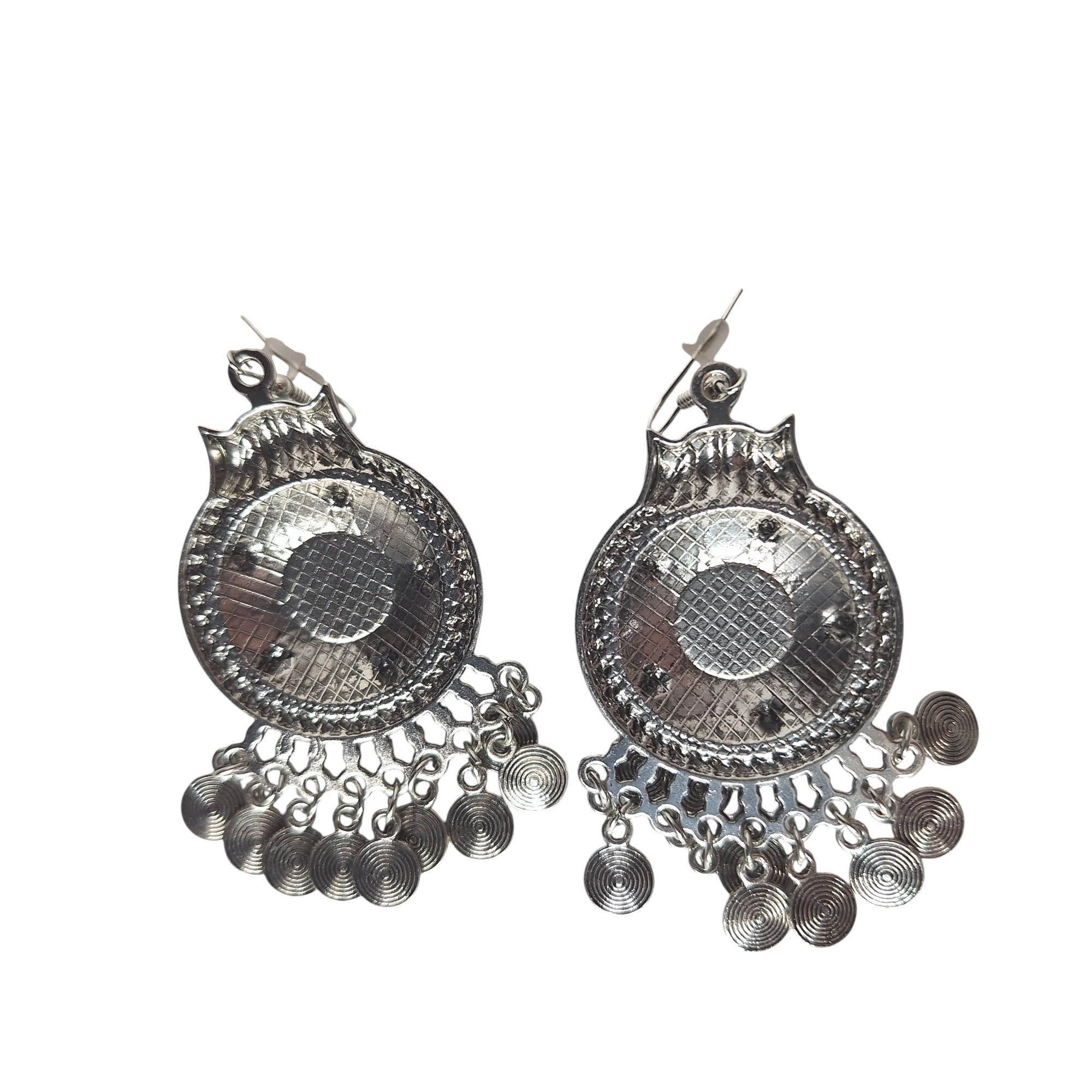Other Boho Turquoise Silver Coin Dangle Earrings Tribal Ethnic Gyp Size ONE SIZE - 2 Thumbnail