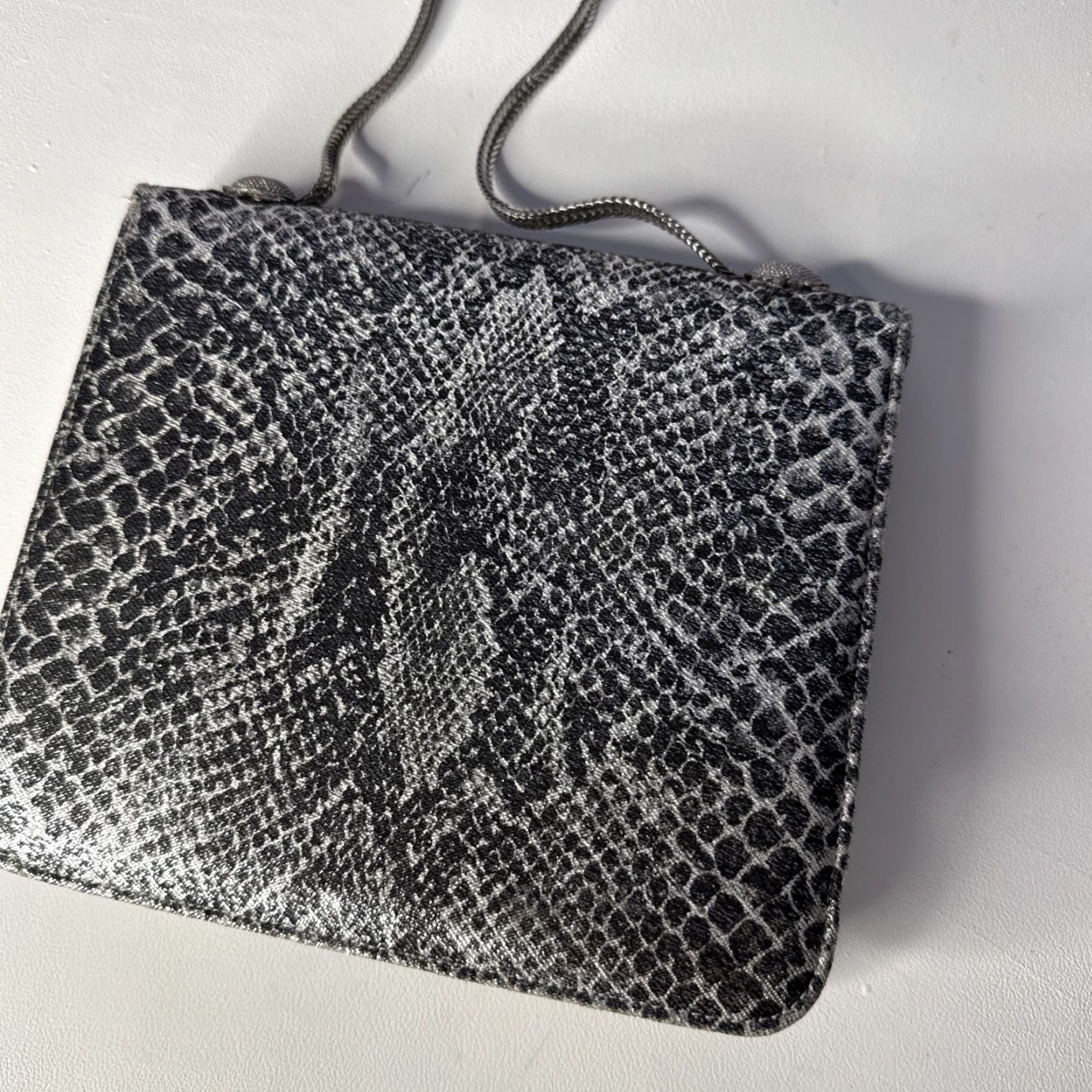 Vintage VINTAGE May Shoe Co Charleston WV Clutch Purse Bag Silver Snakeskin Purse Snakeskin Size ONE SIZE - 8 Thumbnail
