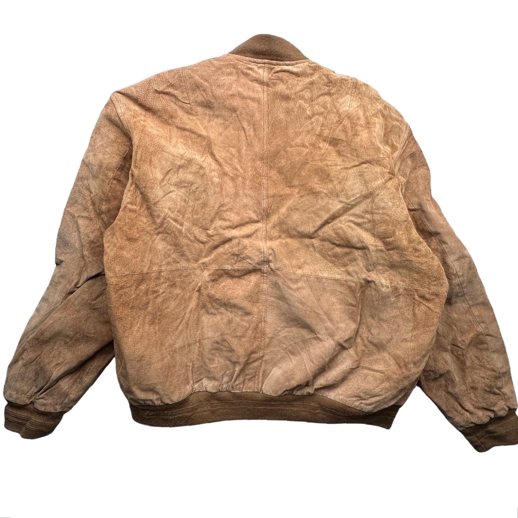 Vintage VINTAGE Outdoor Exchange Suede Leather Bomber Jacket Mens XLT Zip Lined Brown Jacket Size US XL / EU 56 / 4 - 2 Thumbnail