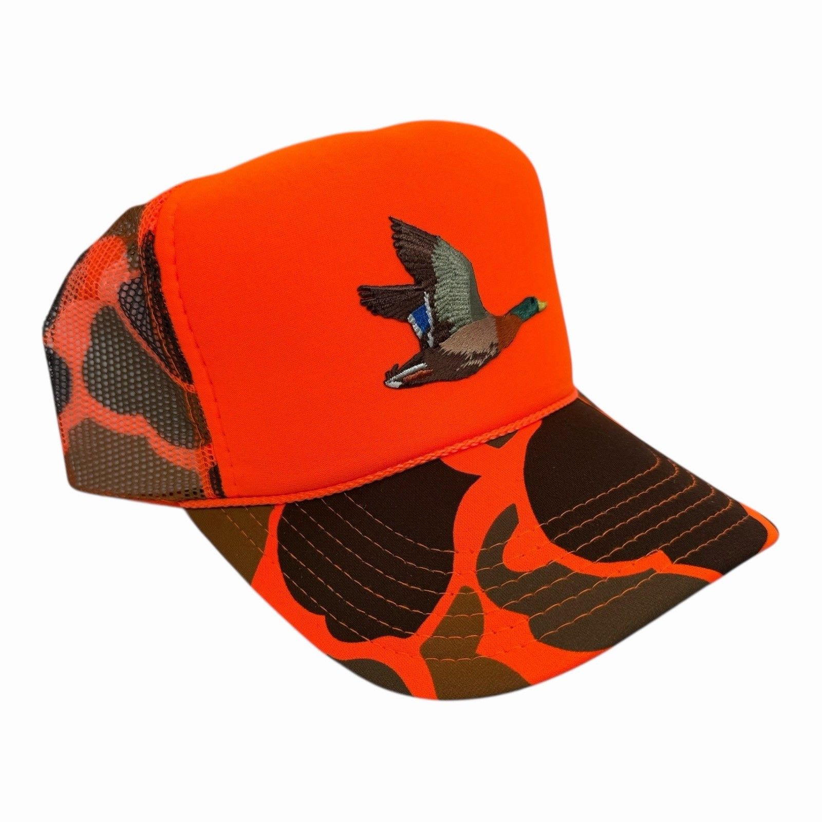 Vintage HUNTING DUCK MALLARD ORANGE CAMOHIGH CROWN TRUCKER SNAPBACK Size ONE SIZE - 1 Thumbnail