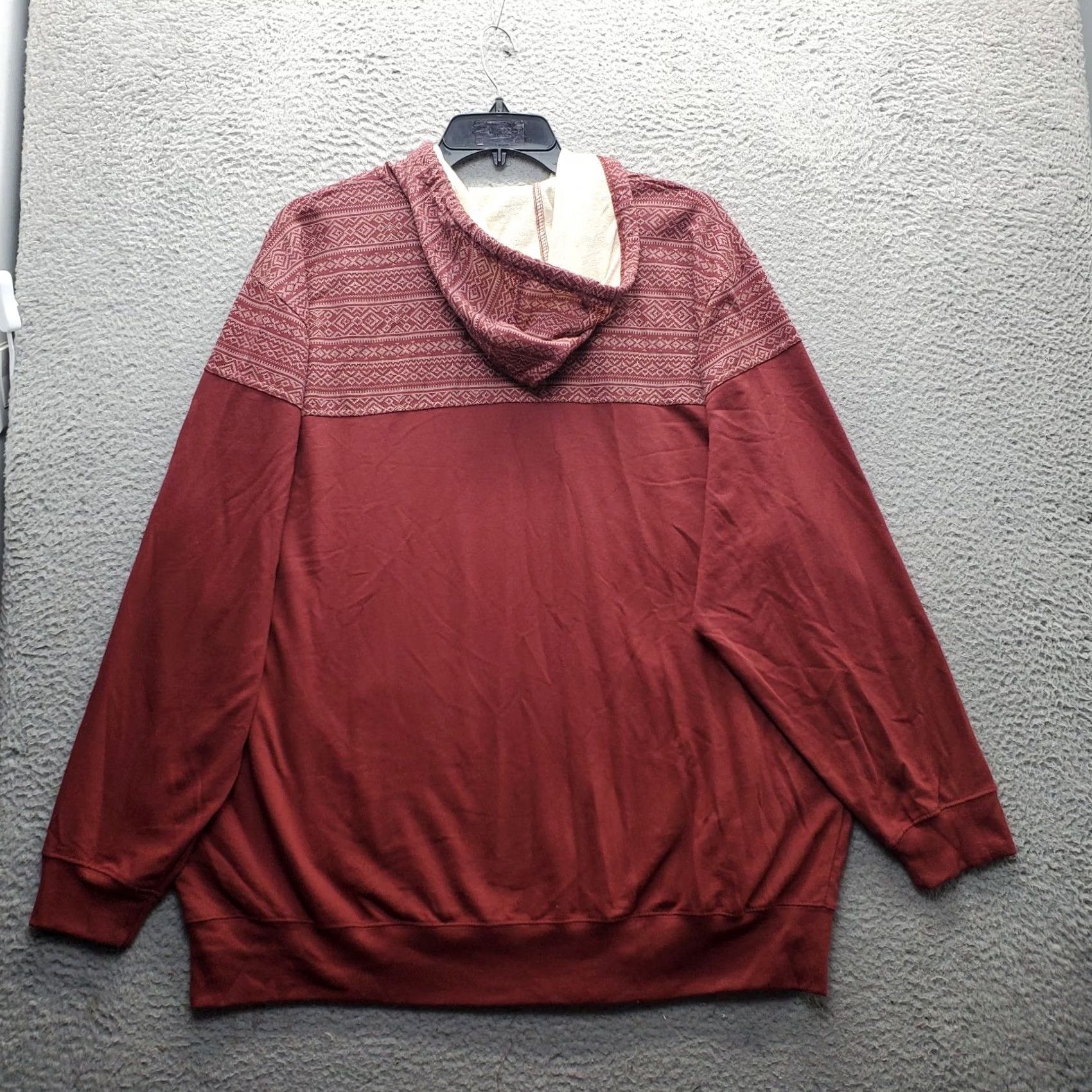 Vintage KINGSIZE 2 Piece Track Suit Mens Big 2XL Dark Red Aztec Oversized Full Zip Hoodie Track Pants Mens Size 2XL Red Aztec Tracksuit Adult Mens Nike Size 48R - 3 Thumbnail