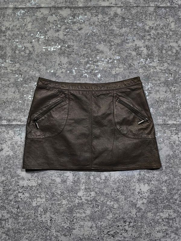 Hysteric Glamour × Leather × Vintage Zara Real Leather Dark Brown 90s Minimalism style Mini Skirt Size 30" / US 8 / IT 44 - 1 Thumbnail