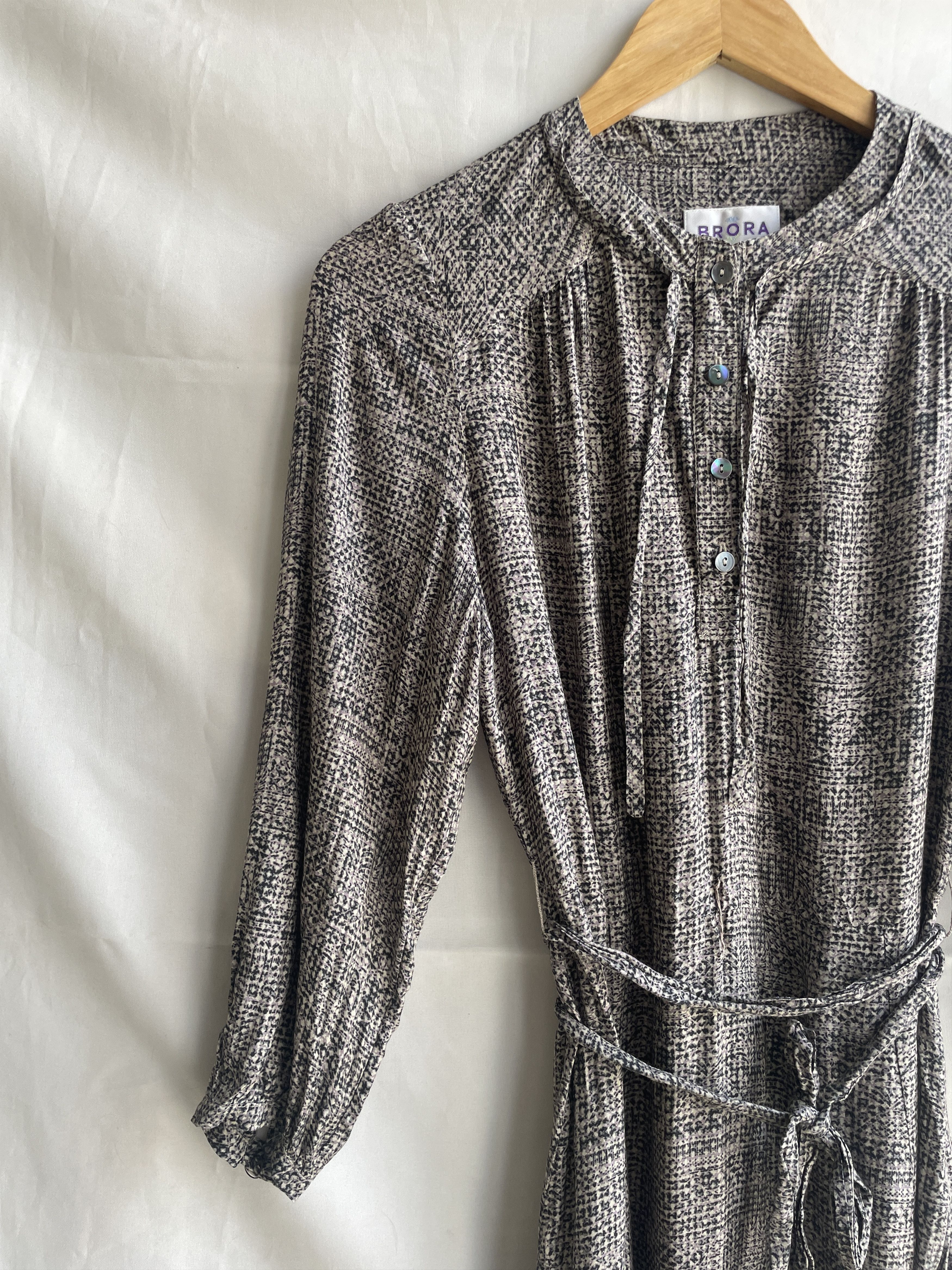 Other Brora Viscose Silk Blend Textured Print Belted Midi Dress Size M / US 6-8 / IT 42-44 - 5 Thumbnail