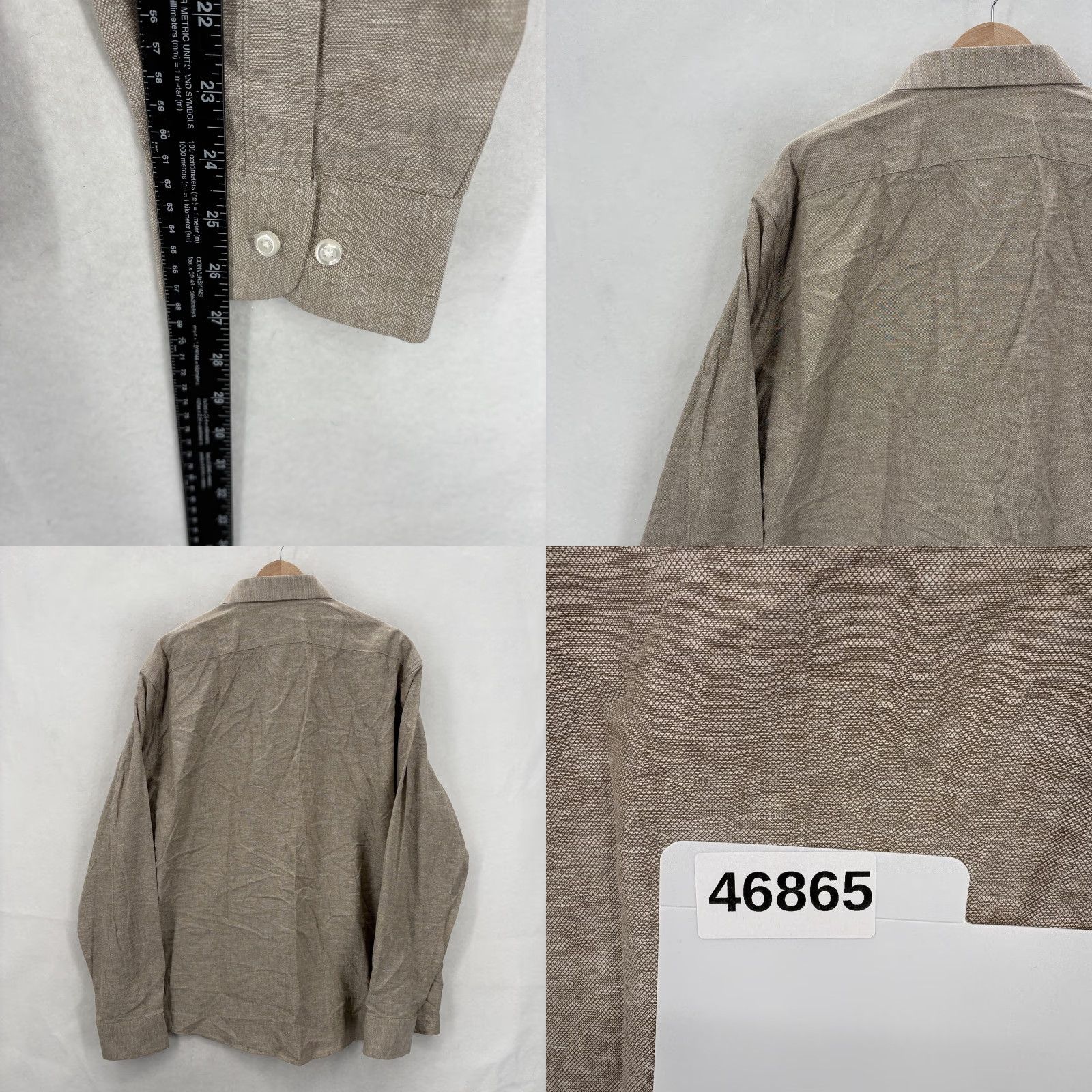 Stafford Stafford Shirt Mens XL Beige Cotton Linen Long Sleeve Button Front Casual Preppy Size US XL / EU 56 / 4 - 8 Thumbnail