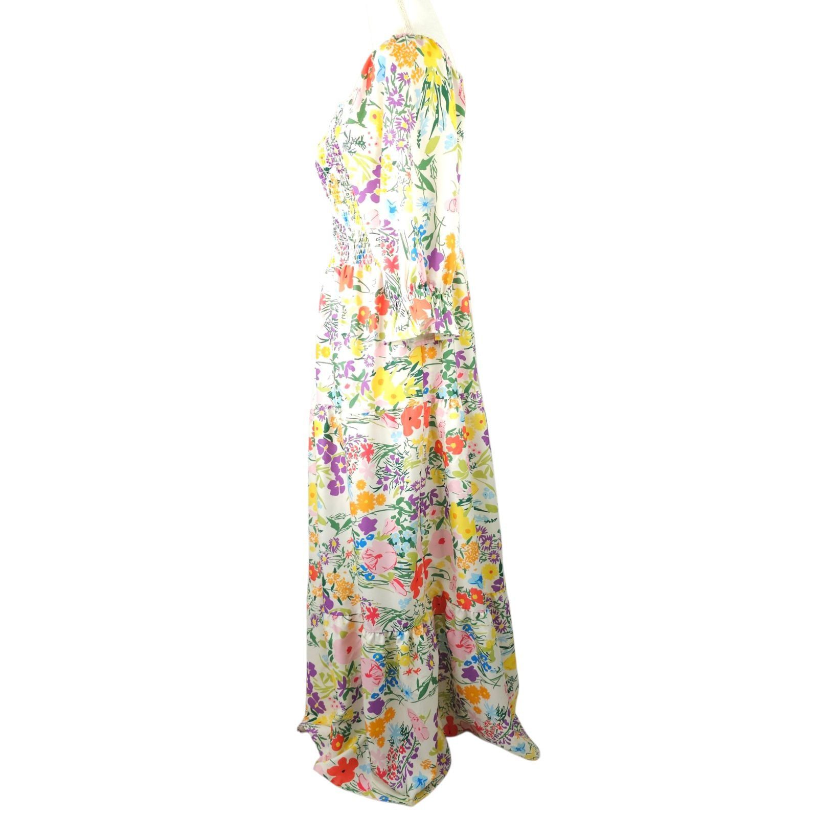 Other Sunday Up Maxi Dress L Floral Shirred Bodice Puff Sleeves Size L / US 10 / IT 46 - 3 Thumbnail