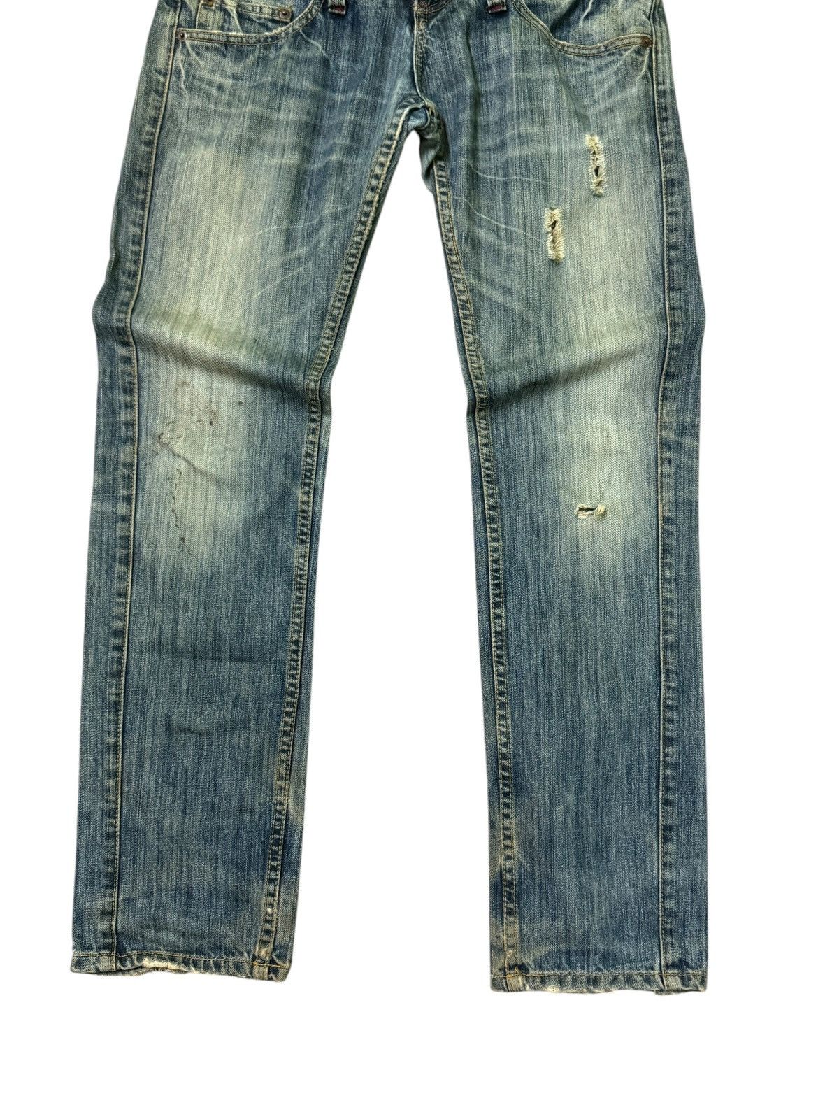 Hysteric Glamour × Japanese Brand LUCKY STORE DOUBLE WAIST JUNYAWATANBE STYLE DISTRESSED DENIM Size US 30 / EU 46 - 6 Thumbnail