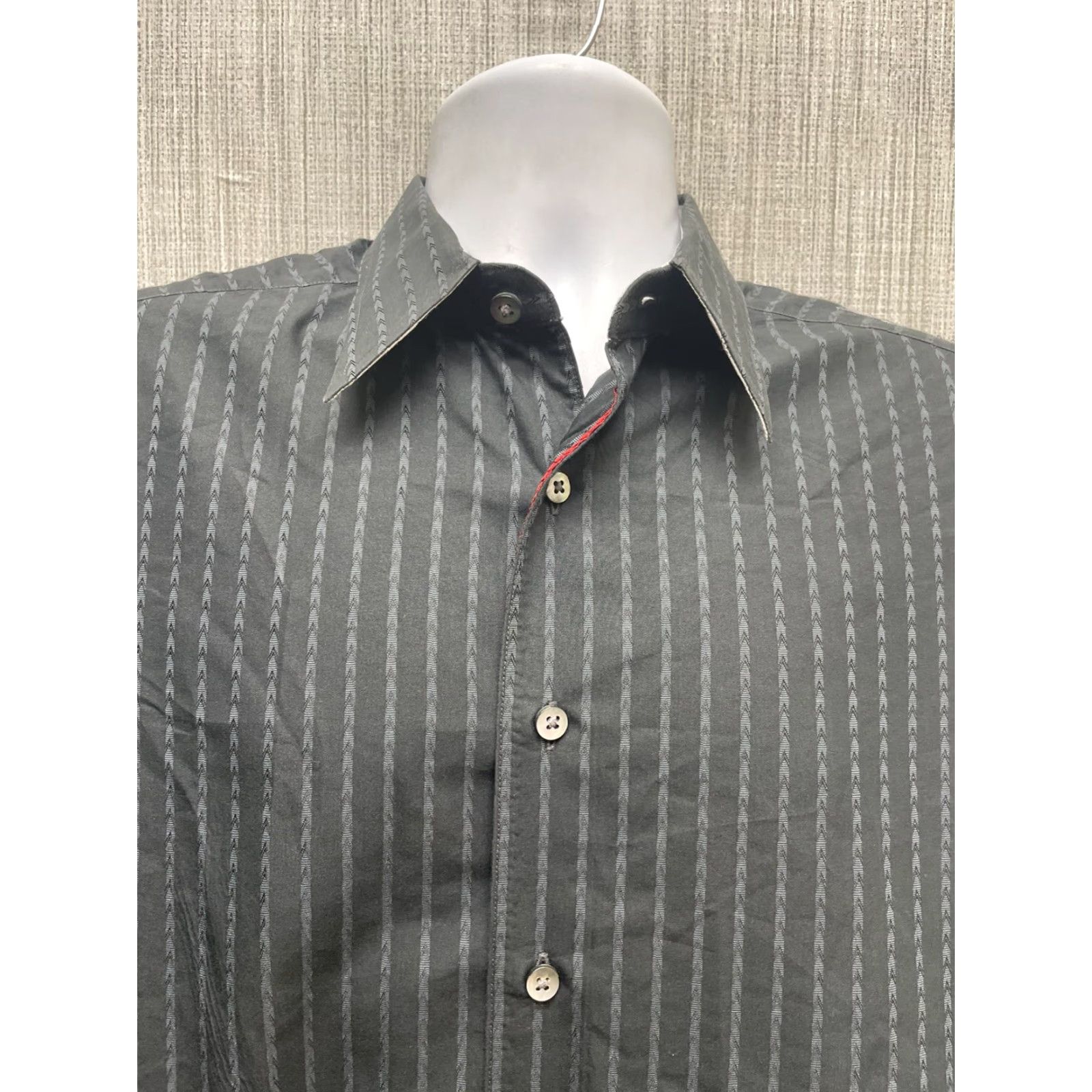 Robert Graham ROBERT GRAHAM Shirt Black Striped Button-Down M Adult Men's Cotton Regular with Flip Cuff Size US M / EU 48-50 / 2 - 2 Thumbnail