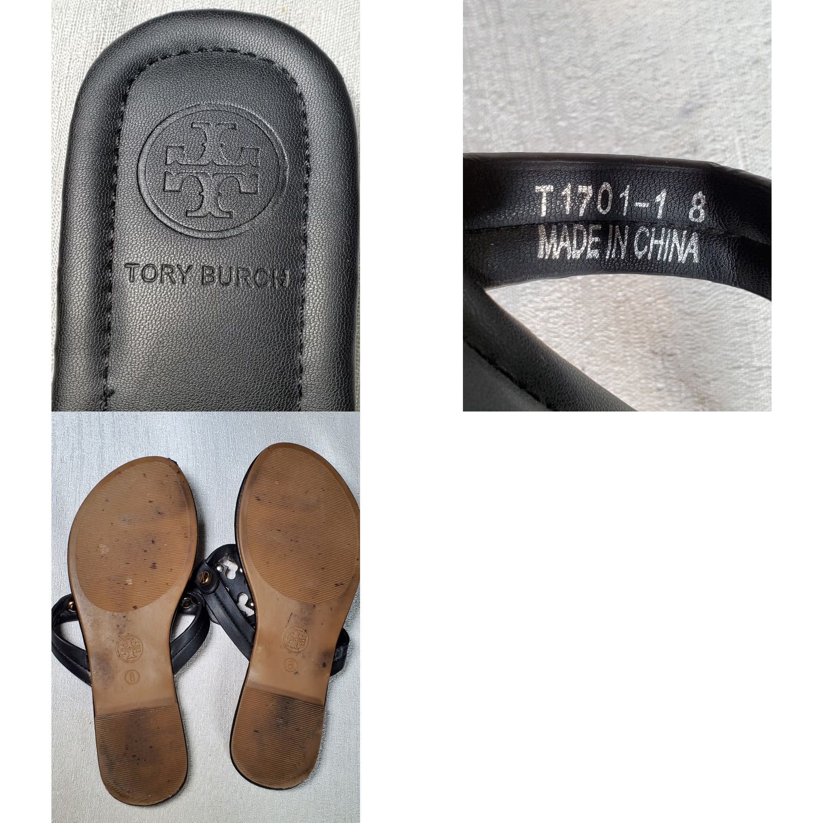Tory Burch Tory Burch Miller 2 Black Leather Sandal Women US 8 Thong Gold Tone Double T Logo Accents Size US 8 / IT 38 - 9 Thumbnail