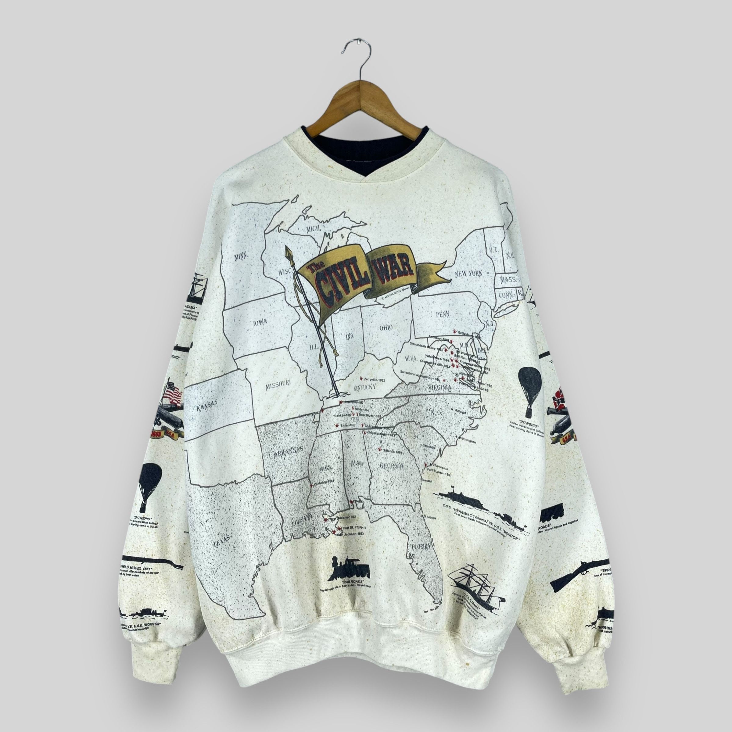 Vintage 90s American CIVIL WAR Over Printed Sweatshirt