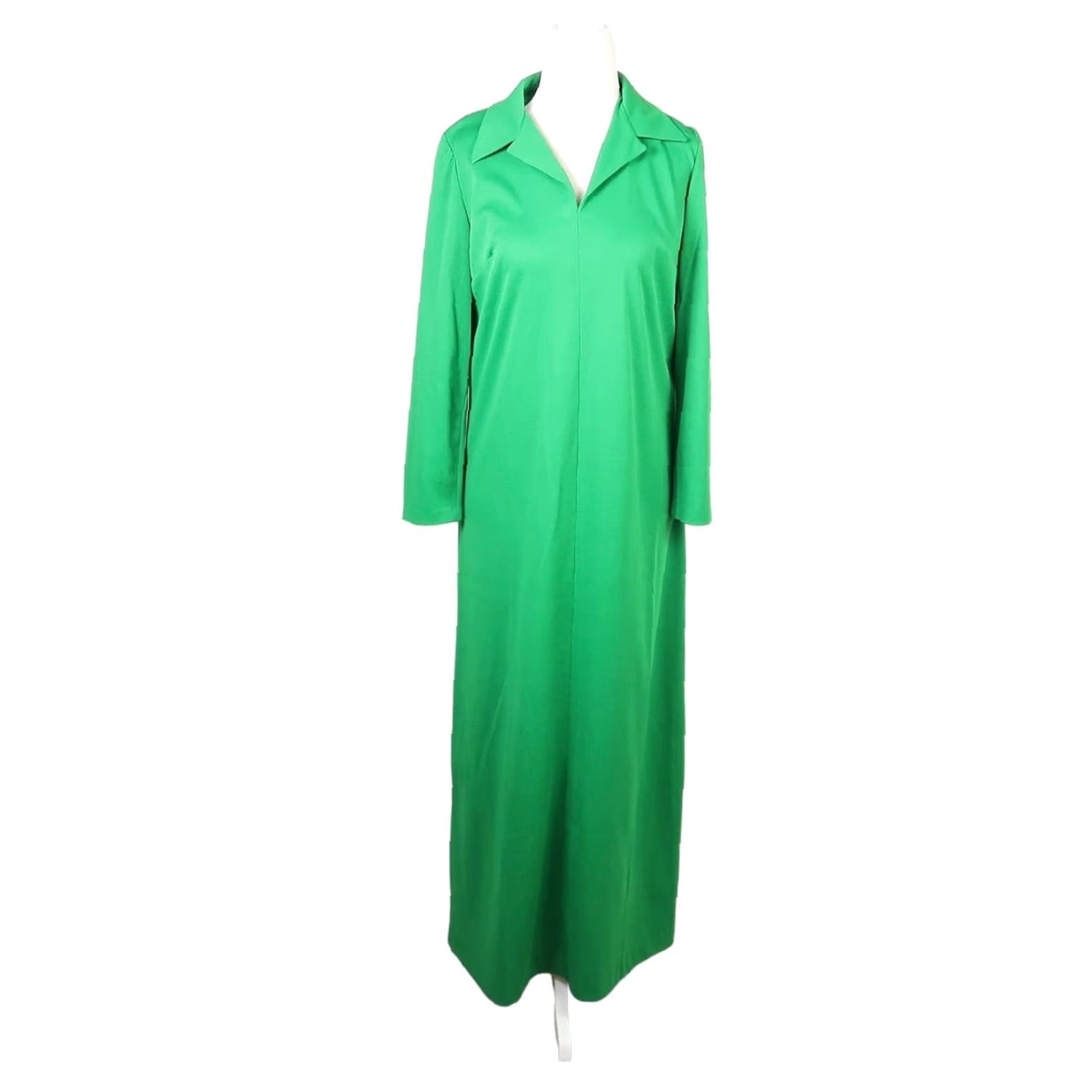 Vintage VINTAGE 70s Maxi Dress Kelly Green Long Sleeve Collared M Dress Womens Size M / US 6-8 / IT 42-44 - 2 Thumbnail