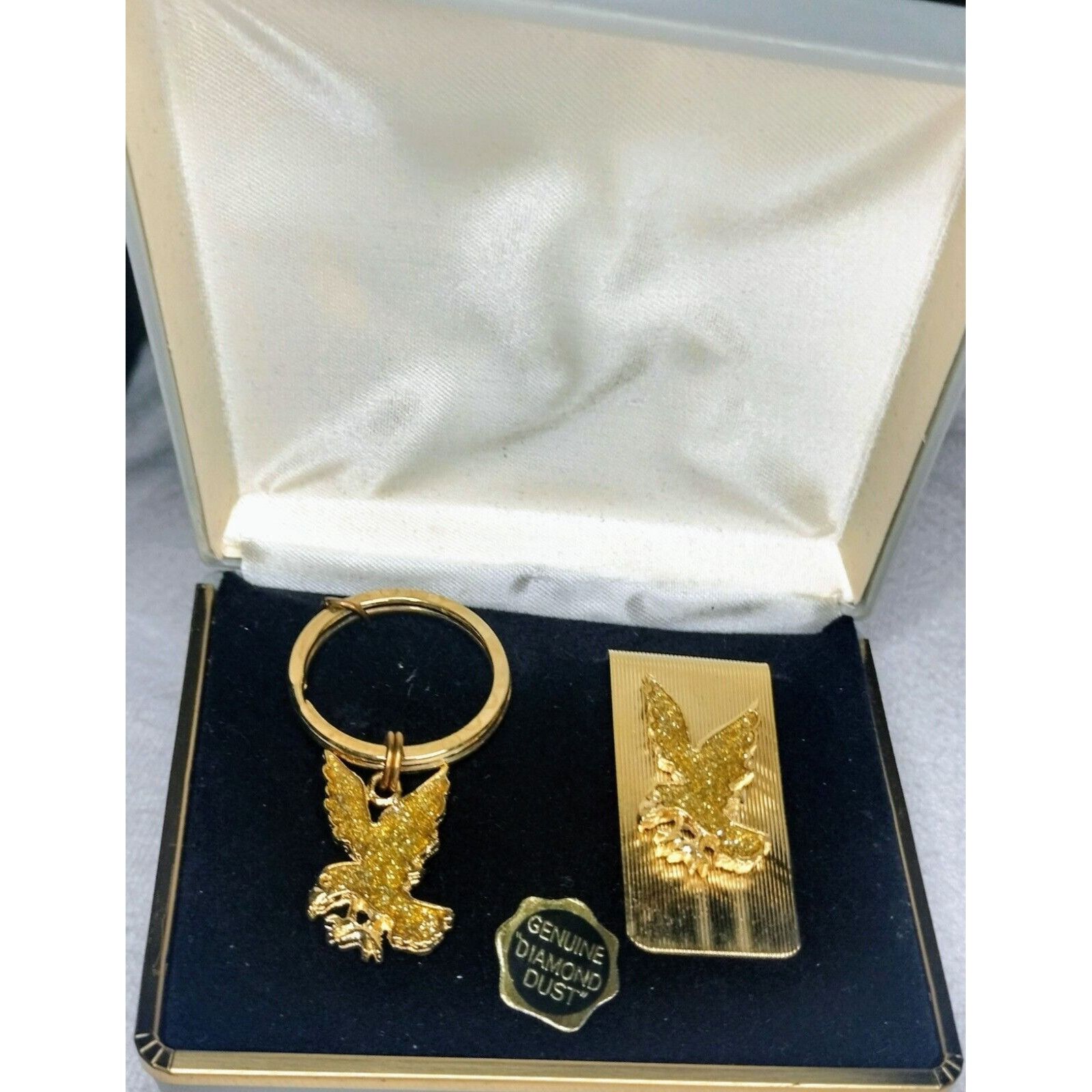 Vintage Marquis Genuine Diamond Dust Eagle Key Ring Matching Money C Size ONE SIZE - 3 Thumbnail