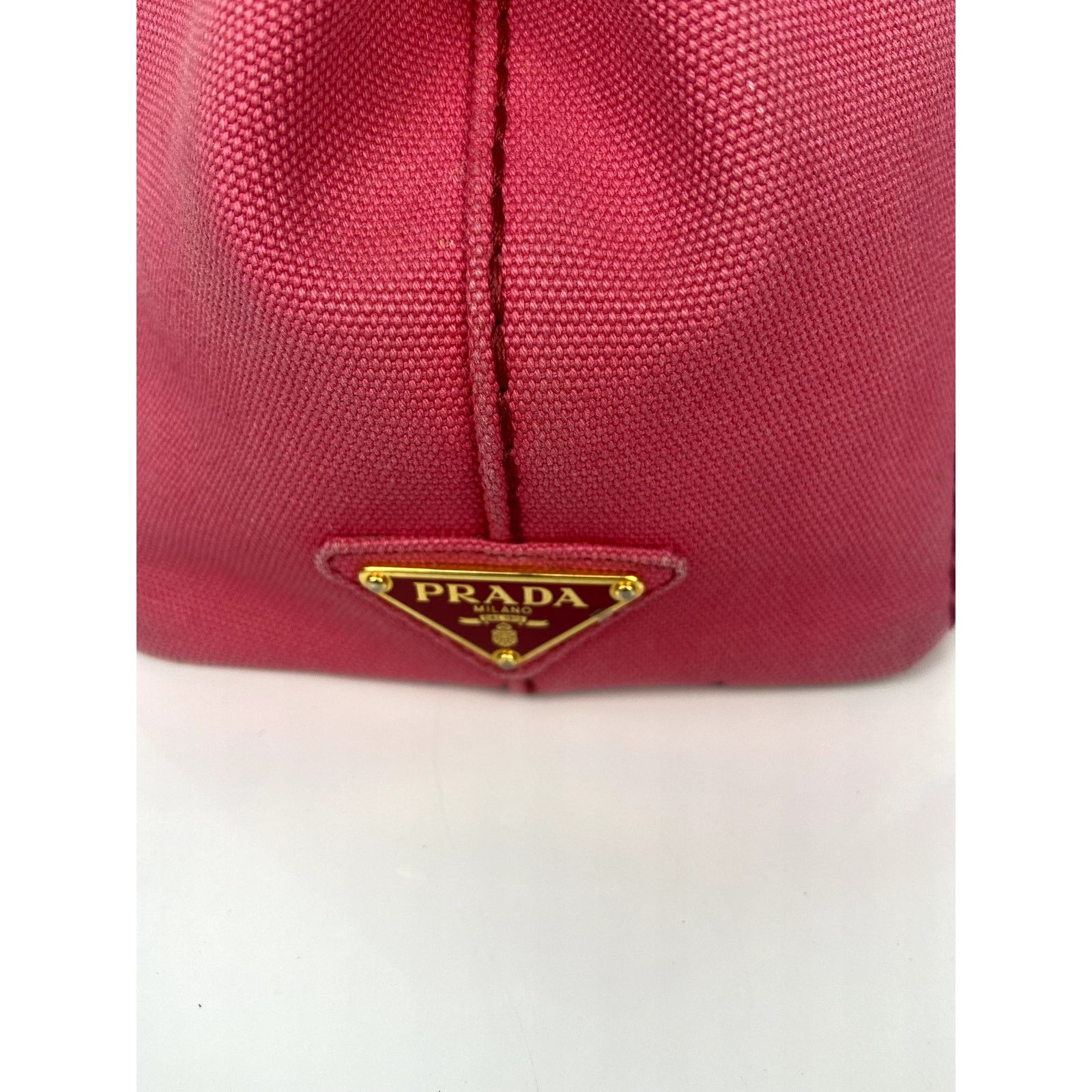 Prada Prada Pink Canapa Canvas Logo Print Tote Size ONE SIZE - 13 Thumbnail