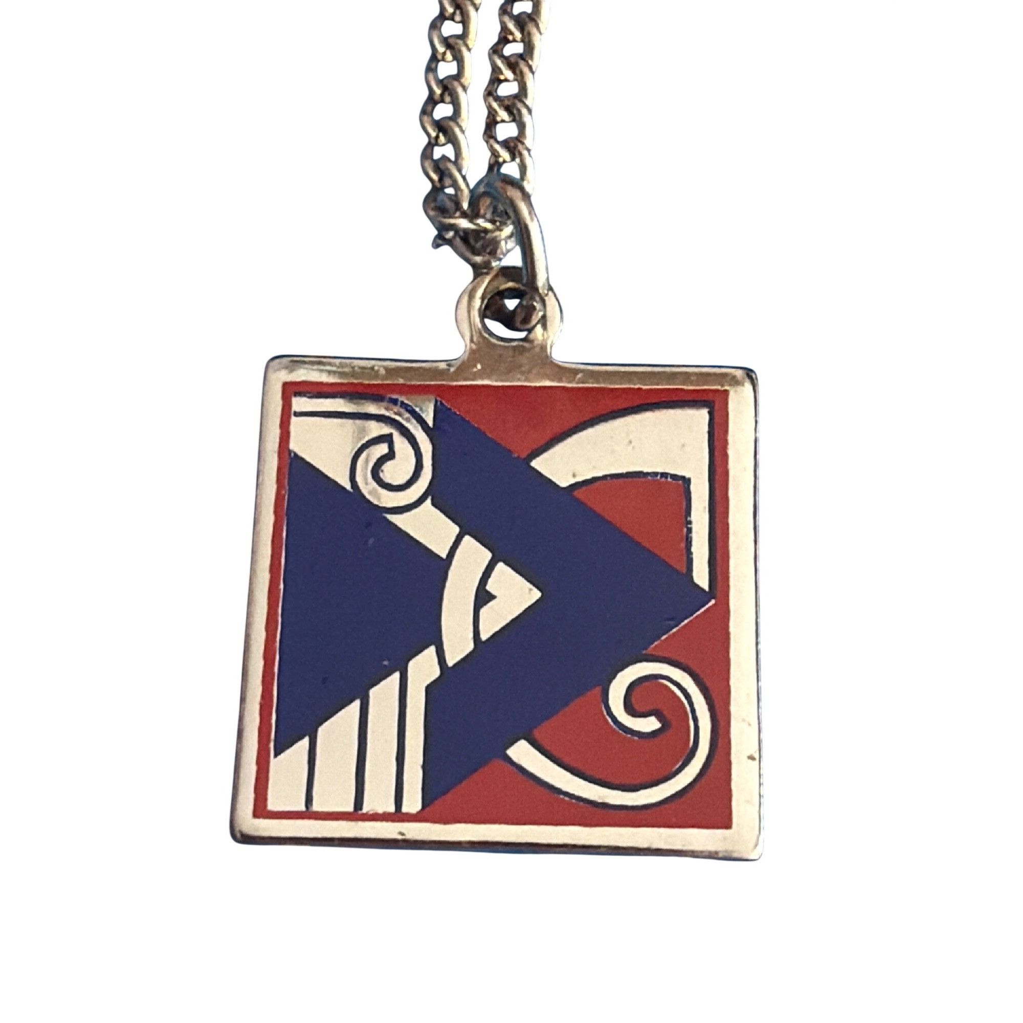 Other Vintage Silver Tone Campfire Girls Pendant Necklace Blue Red Size ONE SIZE - 2 Thumbnail