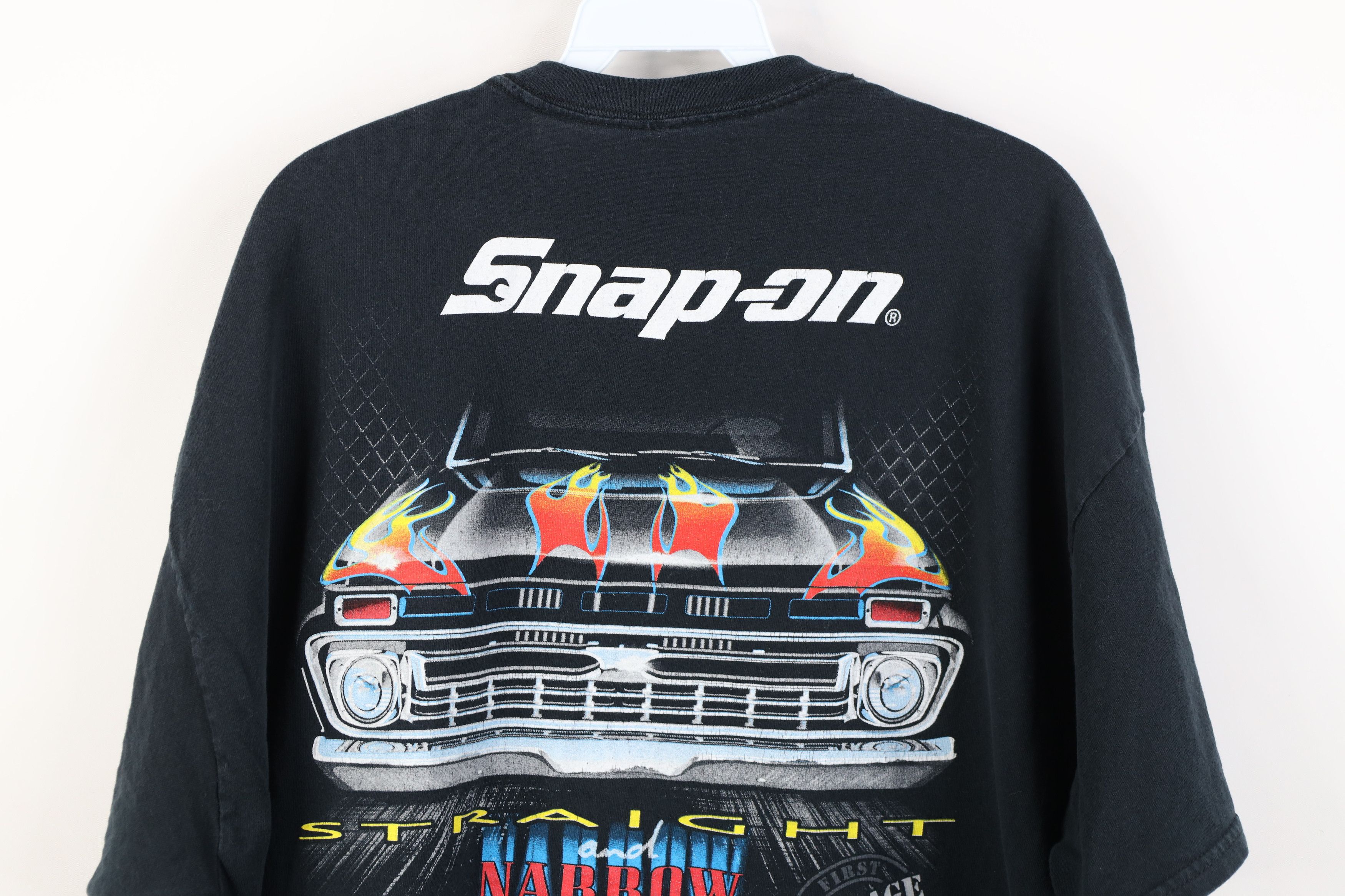 Vintage Vintage Snap On Tools Spell Fire Flames Car Racing T-Shirt Size US XL / EU 56 / 4 - 14 Thumbnail