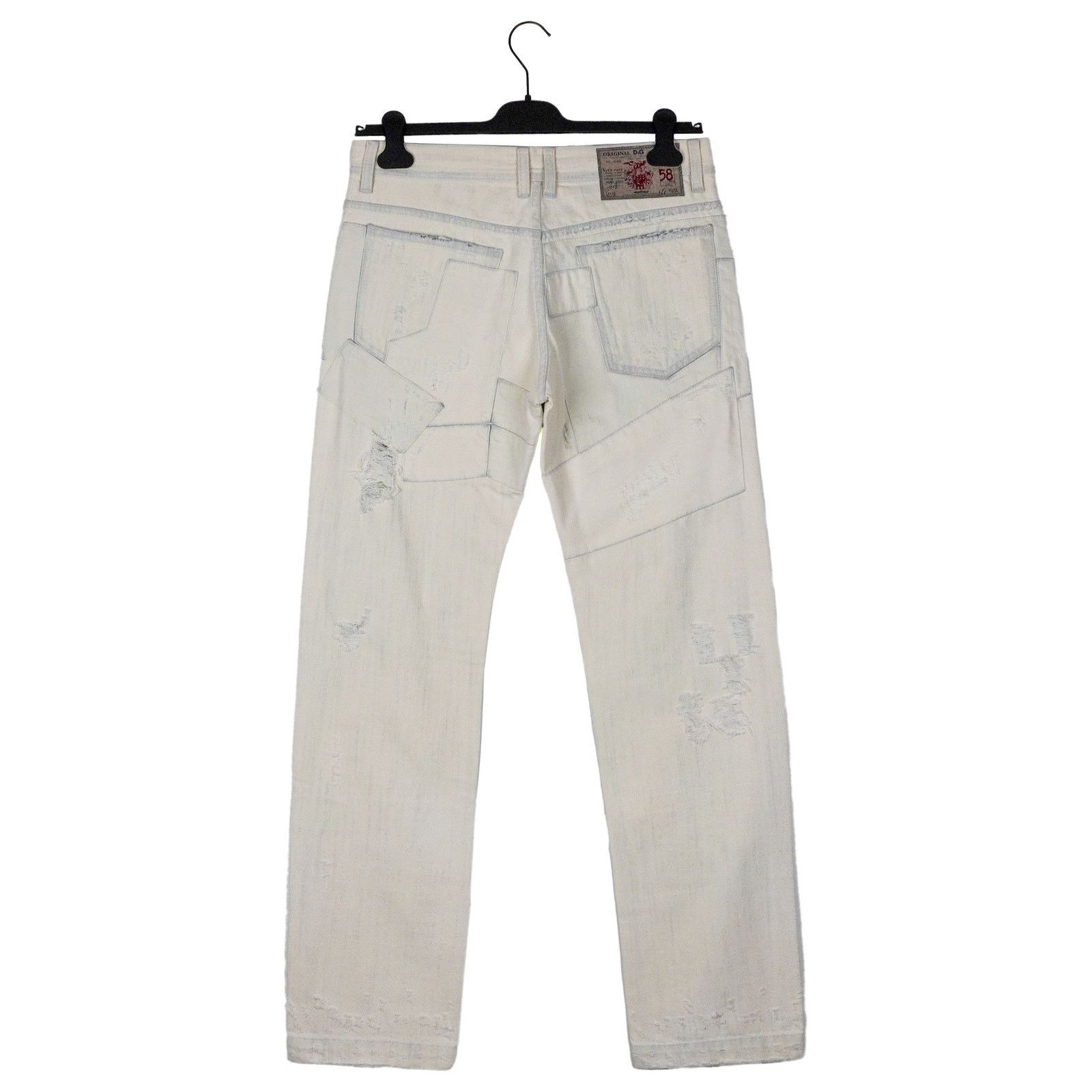 Dolce & Gabbana Dolce Gabbana White Distressed Patchwork Denim Pants Jeans Size US 31 - 2 Thumbnail