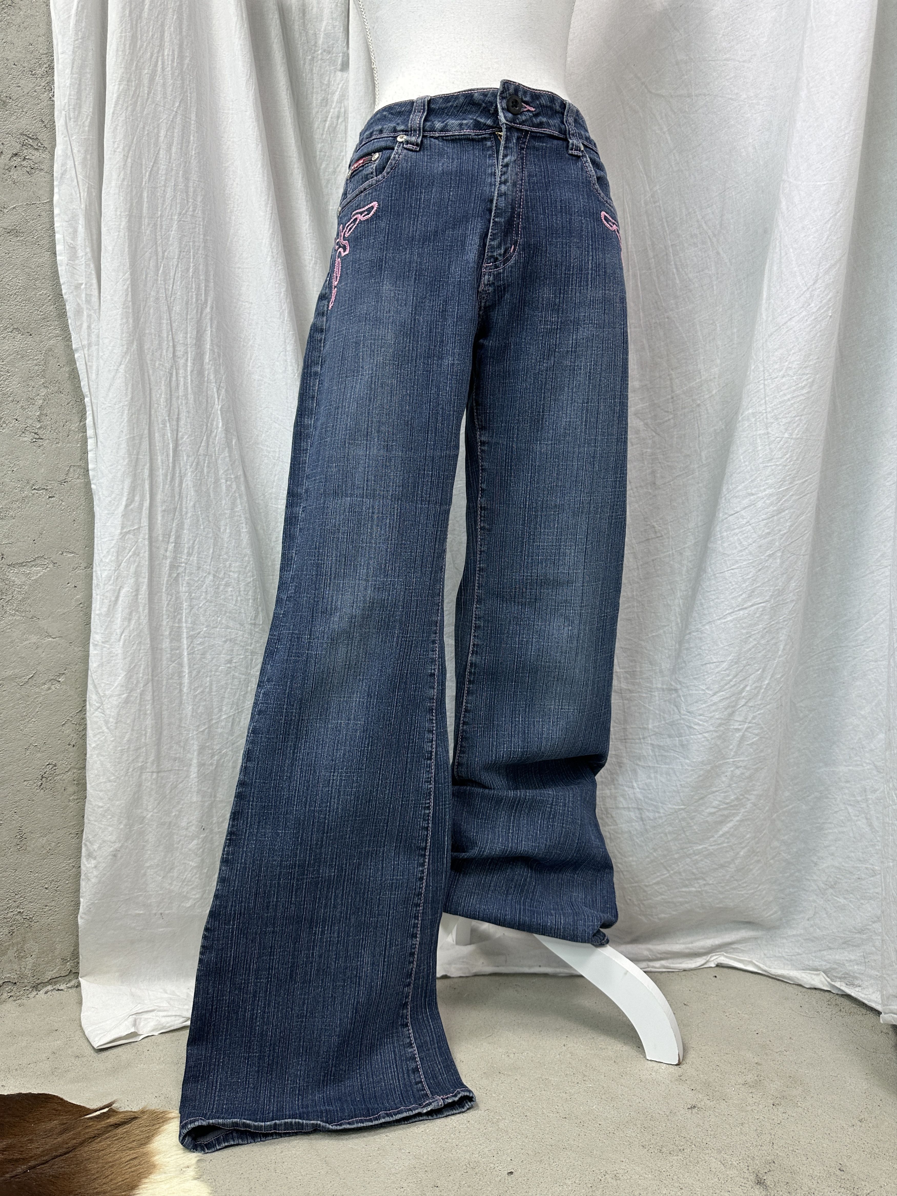 Vintage Vintage Denim Streetwear Flared Wide Leg Jeans Y2K Size 31" - 1 Thumbnail
