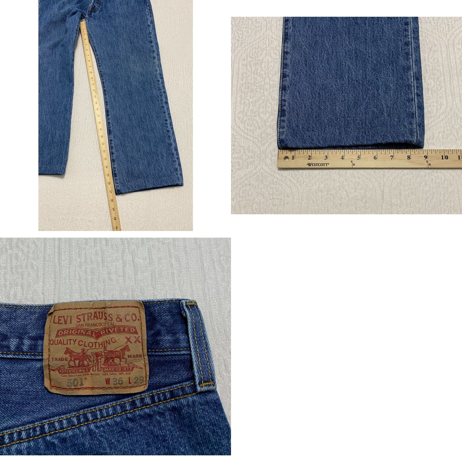 Levi's Levi's Levi'S 501 Jeans Men 36x27 Blue Straight Button Fly Hemmed Medium Wash 100% Cotton Denim 5-Pocket Classic Regular Size US 36 / EU 52 - 8 Thumbnail