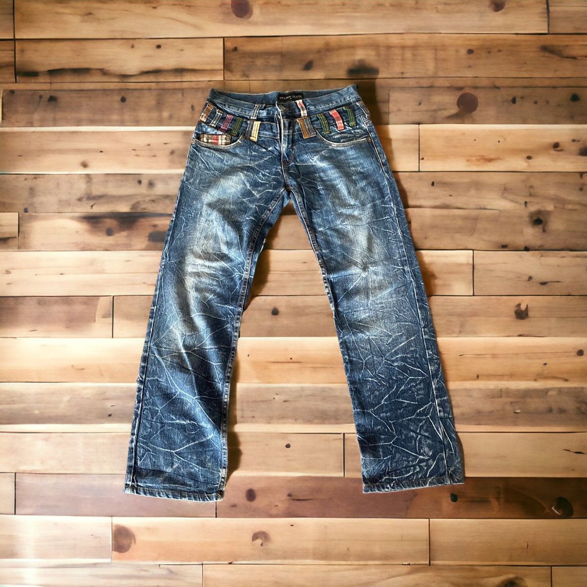 Hysteric Glamour × Japanese Brand × Vintage 🔥RARE🔥Vintage Nylaus Jeans Double Waist Lightning Style Size US 31 - 1 Thumbnail