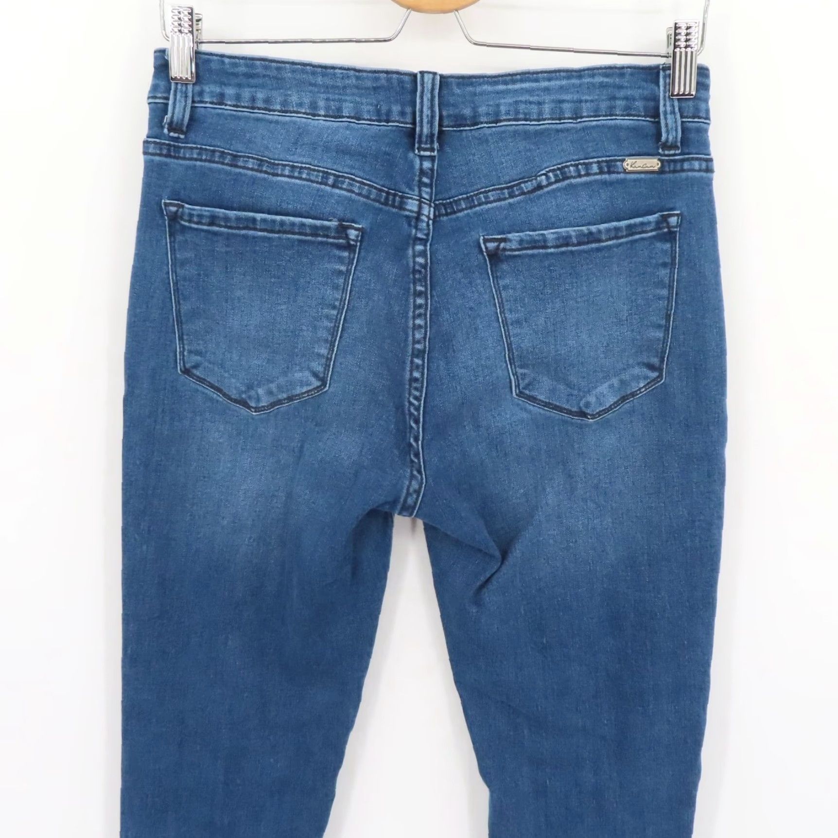 Vintage Kancan Jeans Women 29 Style KC6184M Blue Distressed Slashed Moto 5-Pocket Denim Skinny Pants Size 29" - 6 Thumbnail