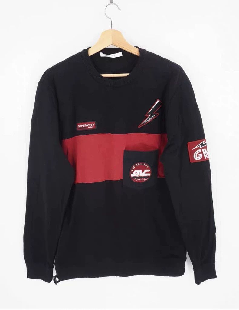 Givenchy Givenchy black and red lightning logo patch pocket long sl Size US L / EU 52-54 / 3 - 1 Thumbnail