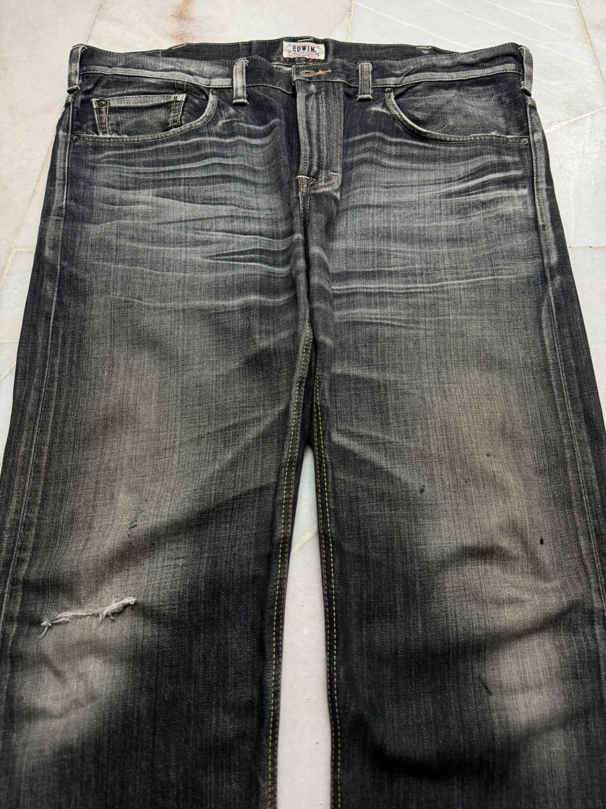 Edwin BIG SIZE💥INSANE EDWIN MADE IN JAPAN MUDWASH WHSIKER DISTRES Size US 42 / EU 58 - 5 Thumbnail
