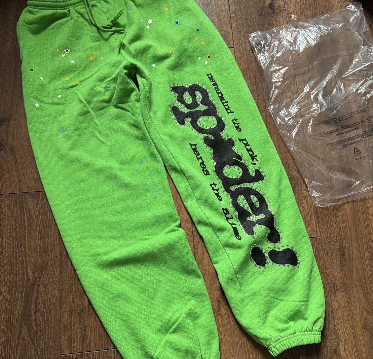 Sp5der Sp5der Slime Rhinestone Punk V2 Sweatpants Green Medium Size US 30 / EU 46 - 2 Thumbnail