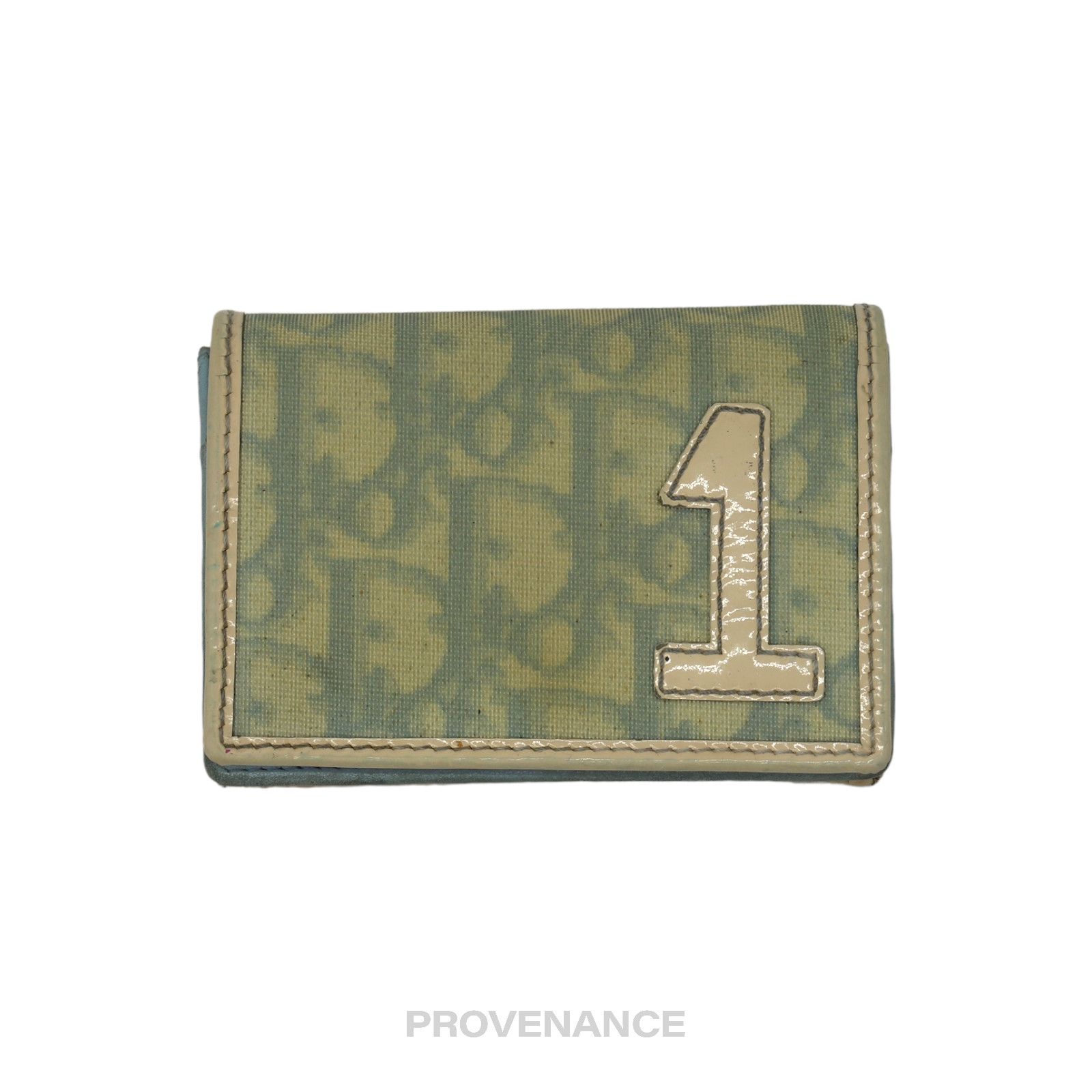 image of Dior Compact Wallet - Powder Blue 1 Oblique Trotter in White, Women's