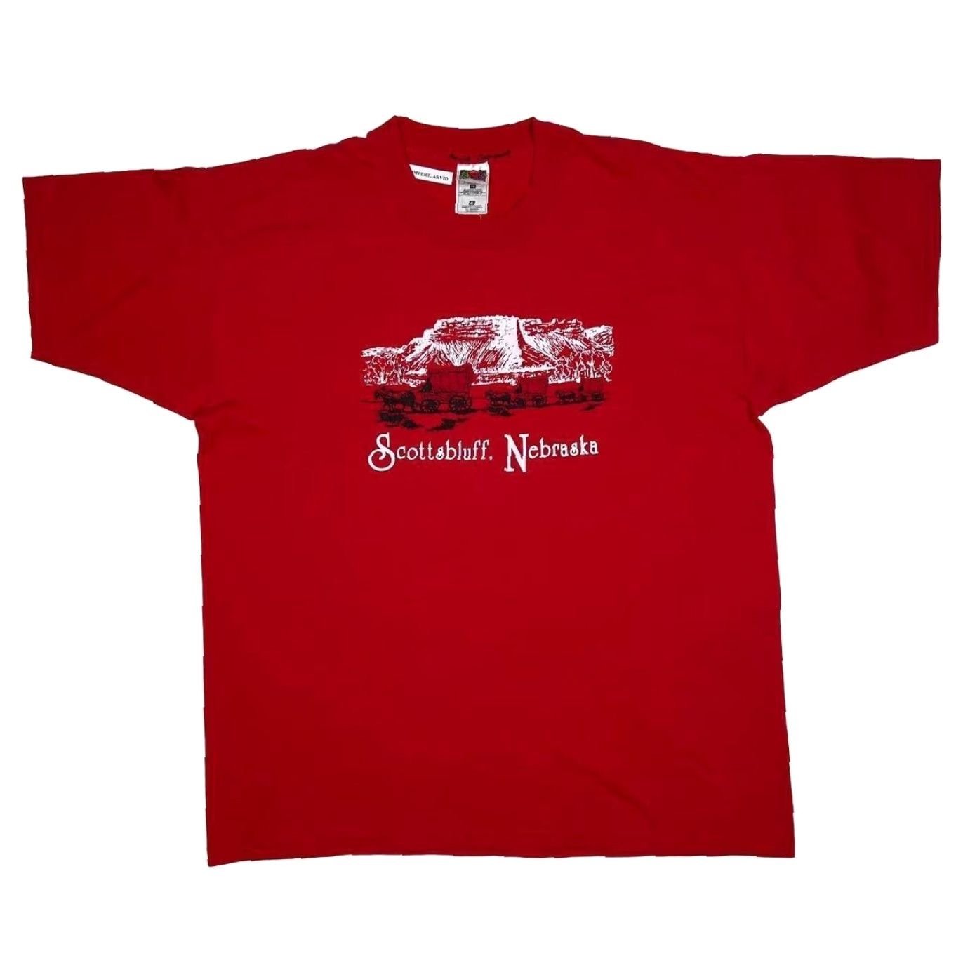 Fruit Of The Loom VINTAGE 90’s SCOTTSBLUFF, NEBRASKA Souvenir USA Spellout Graphic T-Shirt XL Red Men XS? No Size US XL / EU 56 / 4 - 2 Thumbnail