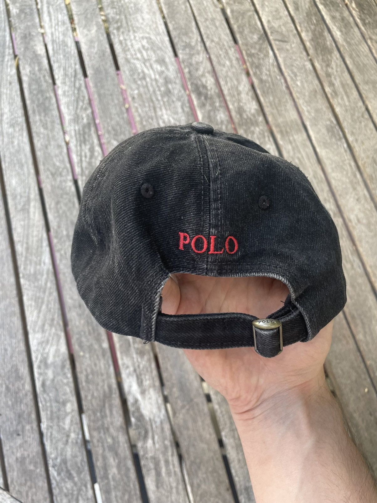 Polo Ralph Lauren Washed Black Denim Embroidered Cap Size ONE SIZE - 3 Thumbnail