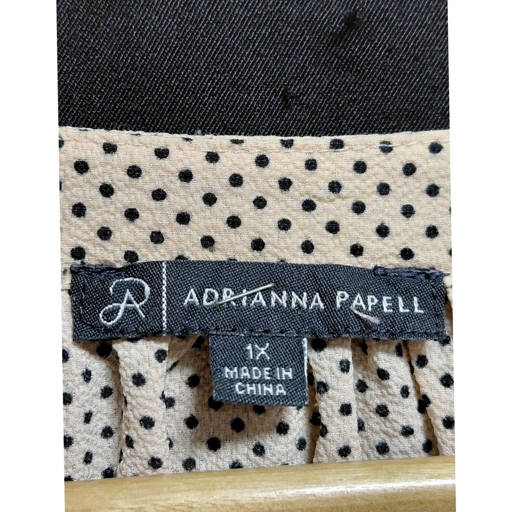 Adrianna Papell ADRIANNA PAPELL Polka Dot Blouse Beige Women Knit Short Sleeve Size 1X Size XL / US 12-14 / IT 48-50 - 3 Thumbnail