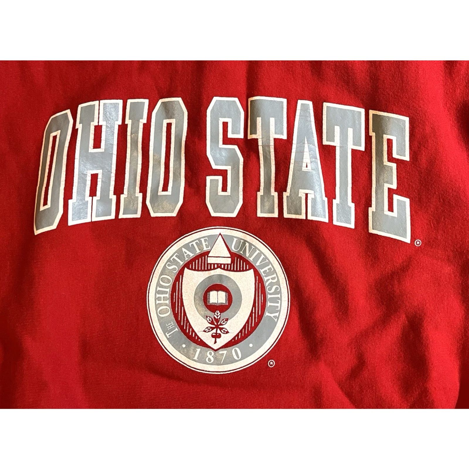 Champion VINTAGE Champion Reverse Weave Sweatshirt Men’s Large Ohio State Red 90s USA Logo Graphic Print College Sports Shirt Size US L / EU 52-54 / 3 - 3 Thumbnail