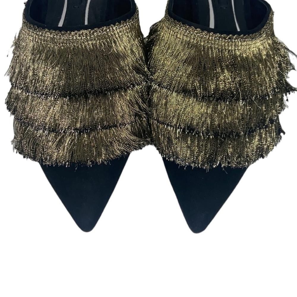 Zara Zara l Gold Fringe Pointed Toe Slip On Loafers Size 5.5/36 Size US 5.5 / IT 35.5 - 4 Thumbnail