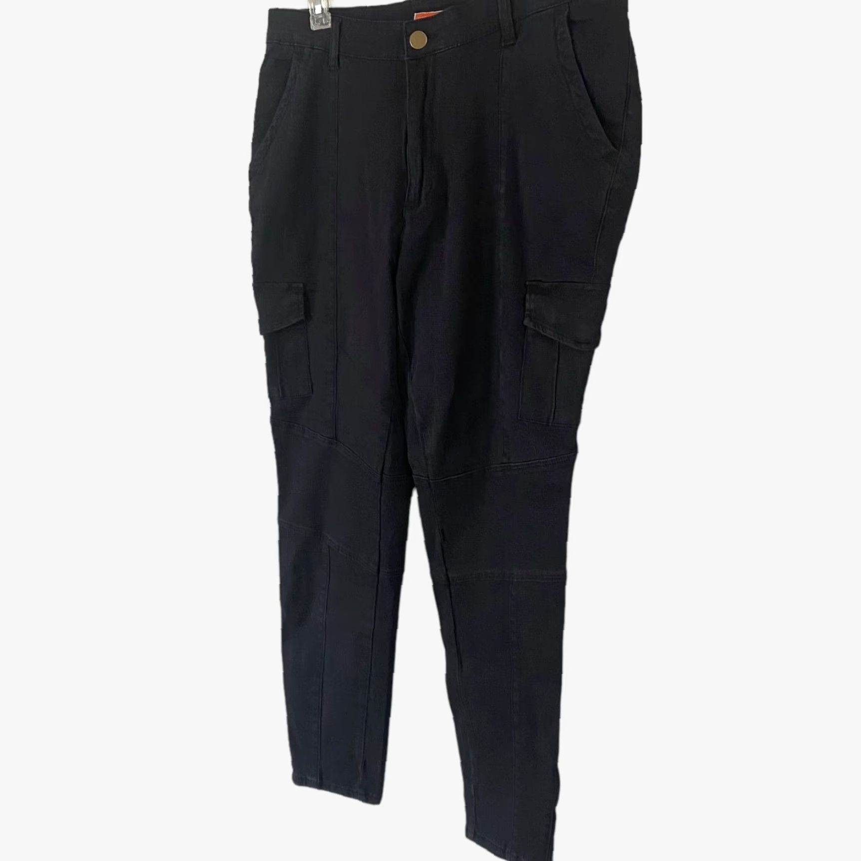 Vintage ModCloth Portland Skinny Utility Cargo Pants Womens Plus Size 1X Black Ankle-Zip Cargo Pockets 98% Cotton 2% Spandex Zip Fly Womens Plus Size 1X Size 40" / US 18 - 2 Thumbnail