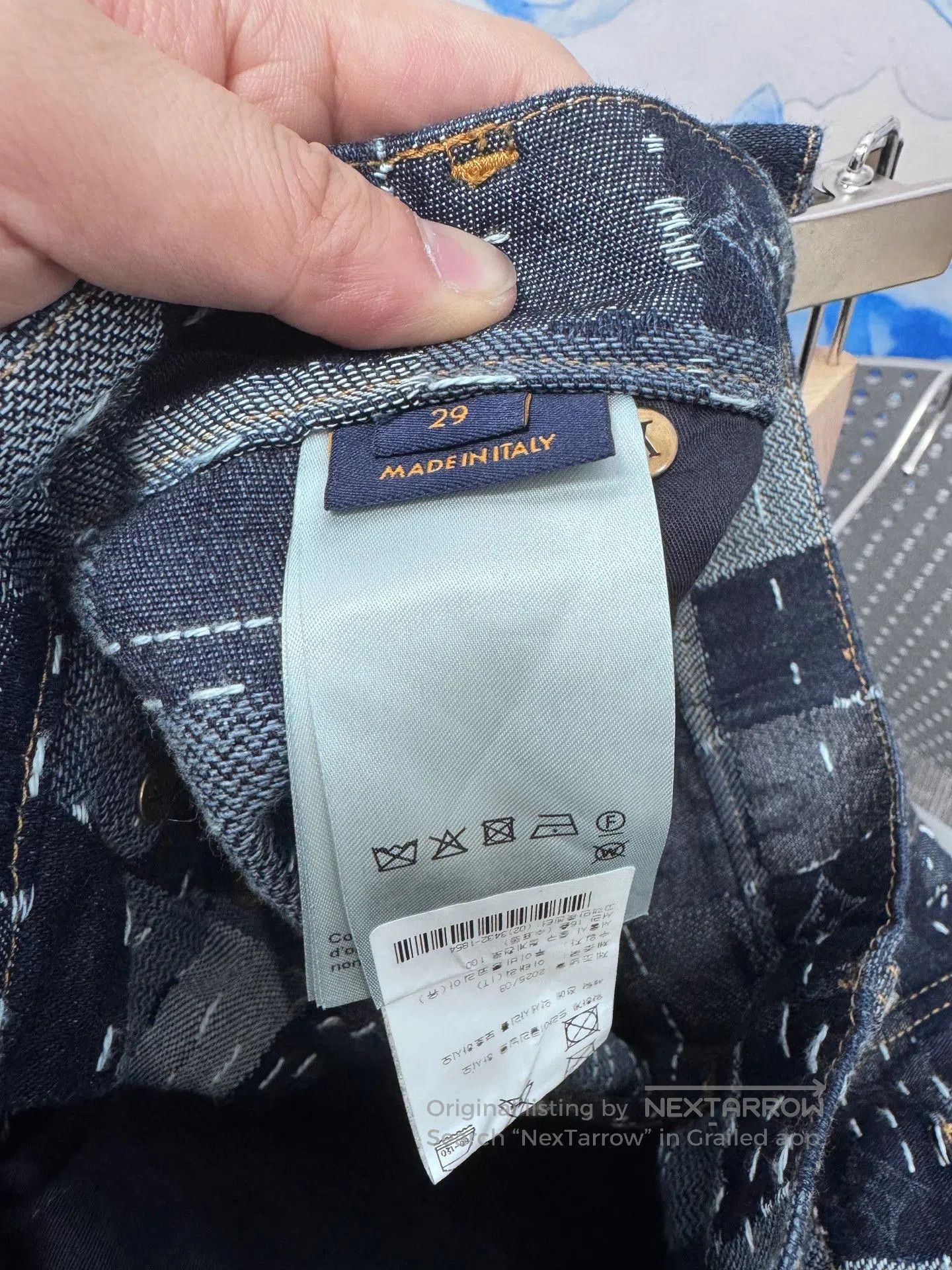 Louis Vuitton LV Blue White Checkered Jeans. Size 29" - 3 Thumbnail