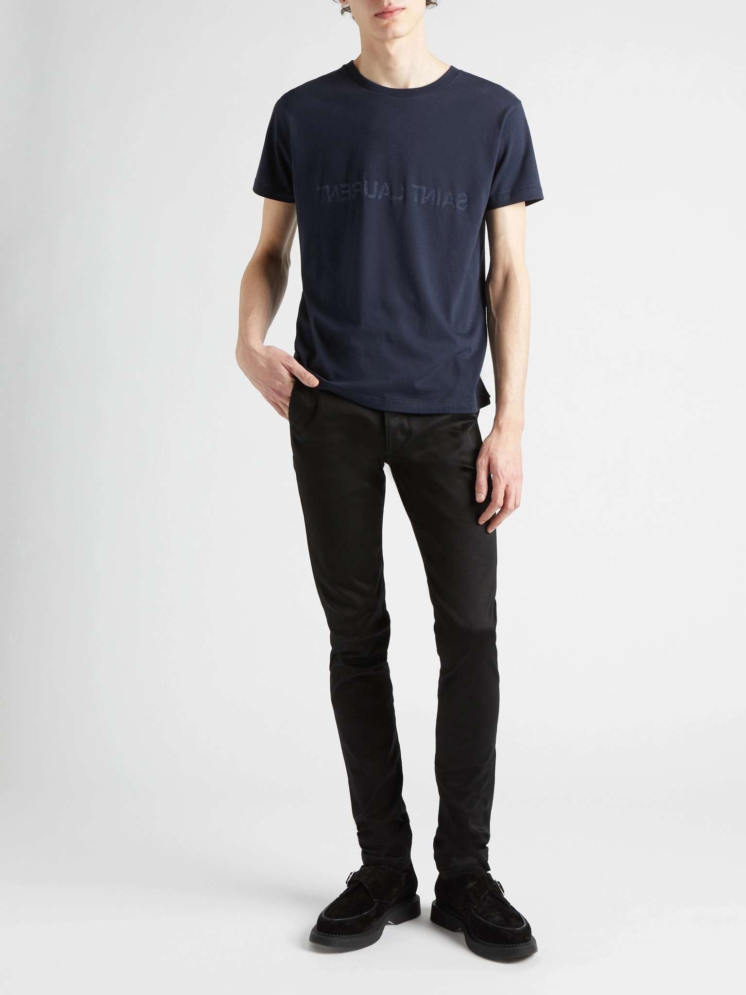 Saint Laurent Paris o1tr1nto0325 663278 Logo-Print T-Shirt in Blue Size US M / EU 48-50 / 2 - 5 Thumbnail