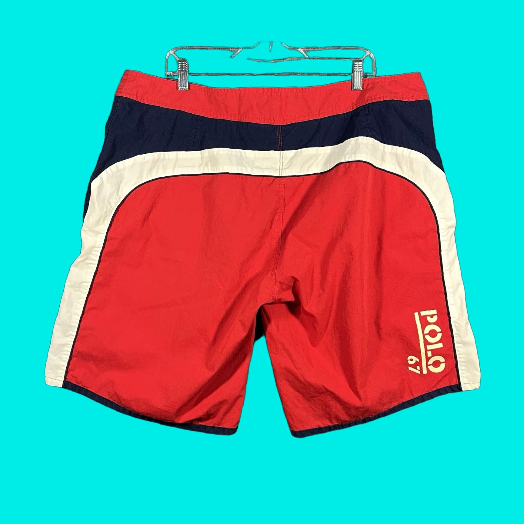 Polo Ralph Lauren Polo Ralph Lauren Swim Trunks Mens 40 Board Shorts Red 90s Hawaii Sports Beach Mens 40 Red Polo Ralph Lauren | Board Shorts | Mens Size US L / EU 52-54 / 3 - 1 Thumbnail