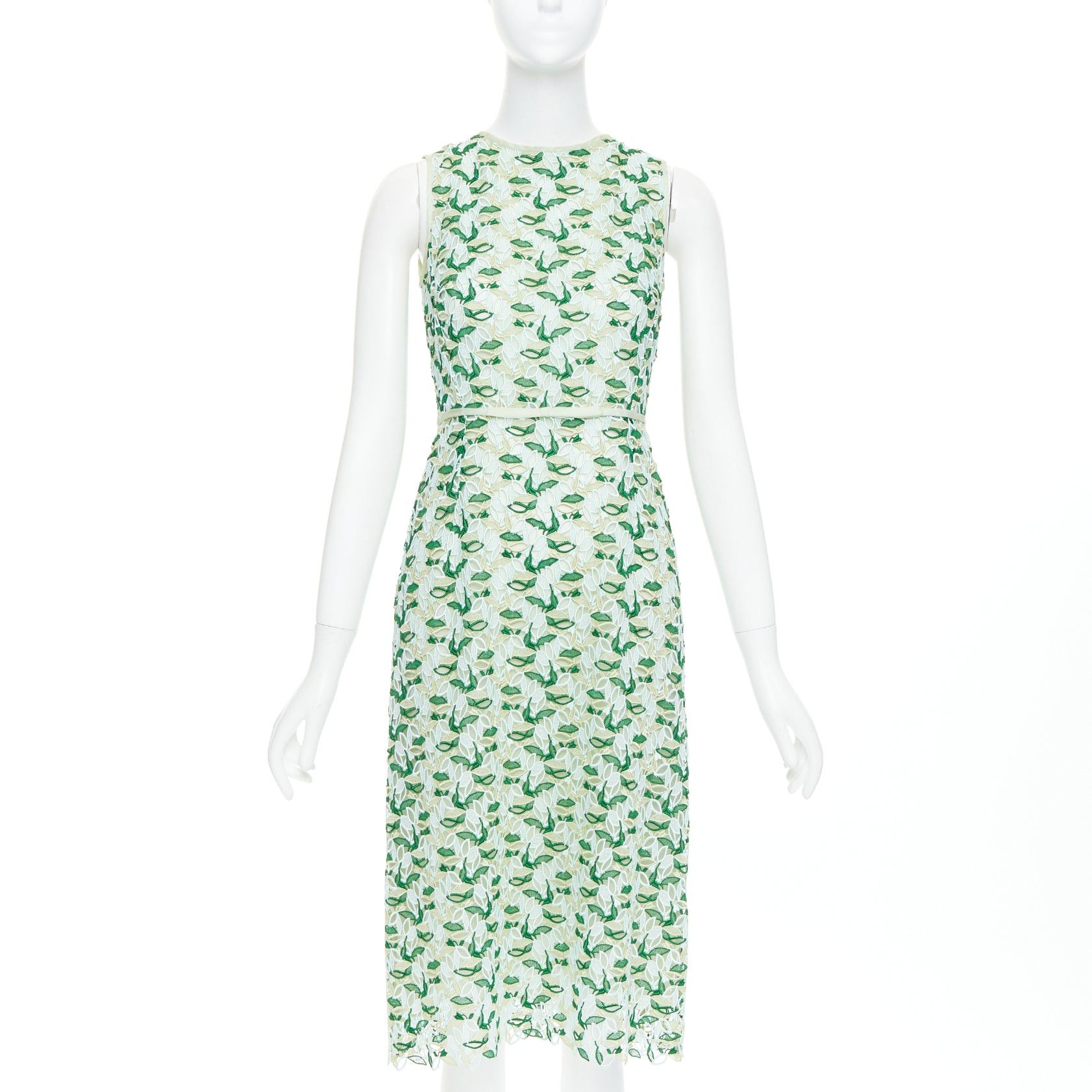 Giambattista Valli GIAMBATTISTA VALLI blue green silk blend leaf embroidery lace cocktail dress IT38 XXS Size XS / US 0-2 / IT 36-38 - 1 Thumbnail