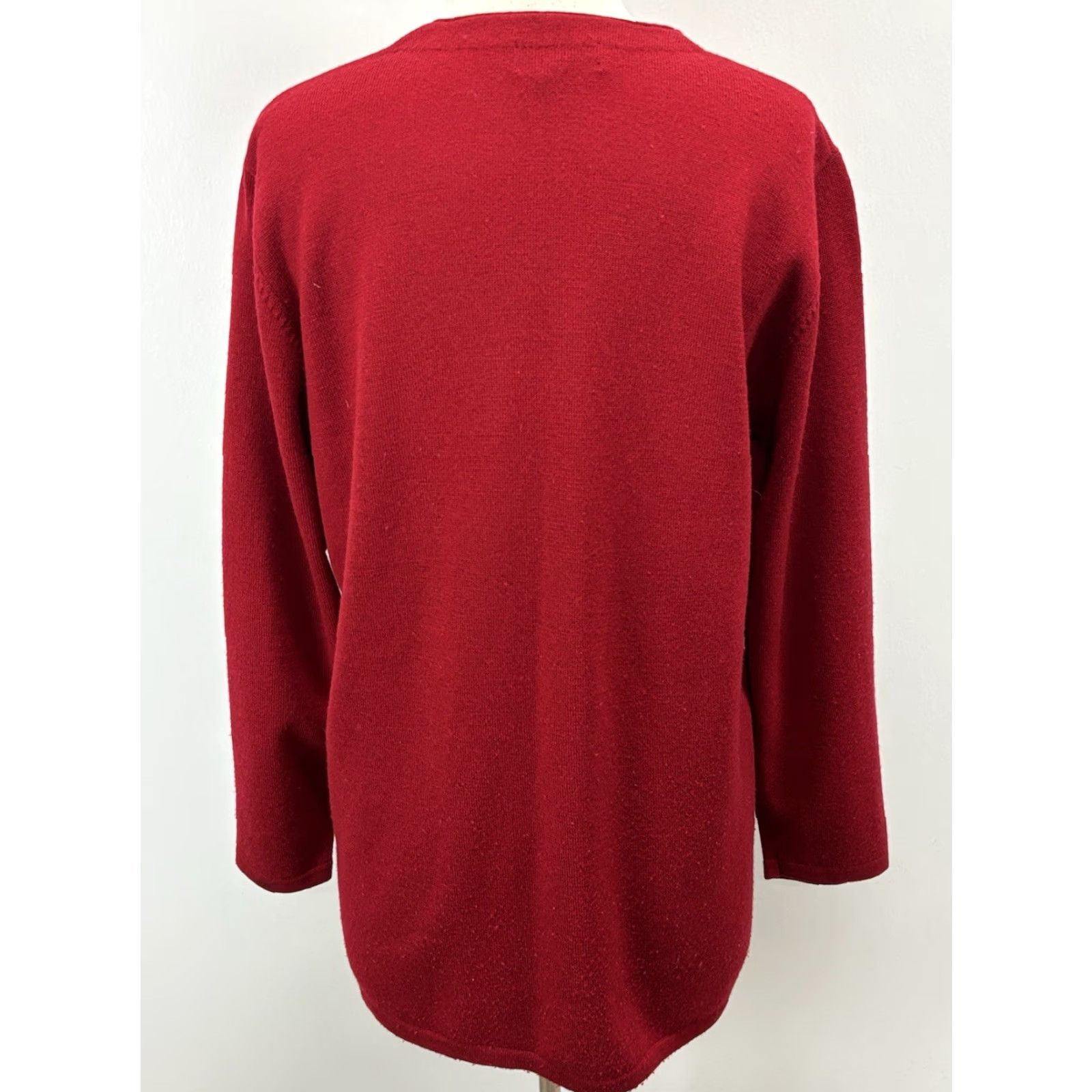 Charter Club VINTAGE Charter Club Cardigan Wool Red V-Neck L Women’s 90s Classic Holiday Knit Sweater Size L / US 10 / IT 46 - 3 Thumbnail