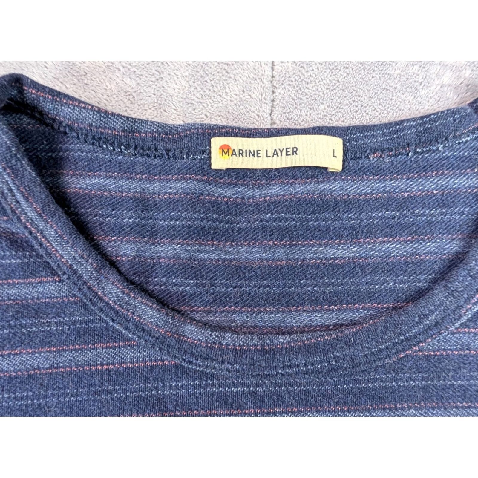 Marine Layer Marine Layer Men's Striped Pocket Tee Blue Size L Crew Neck Shirt Short Sleeve Size US L / EU 52-54 / 3 - 3 Thumbnail