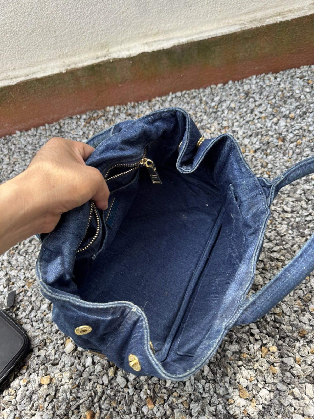 Prada PRADA CANAPA DENIM SMALL TOTE BAG Size ONE SIZE - 11 Thumbnail