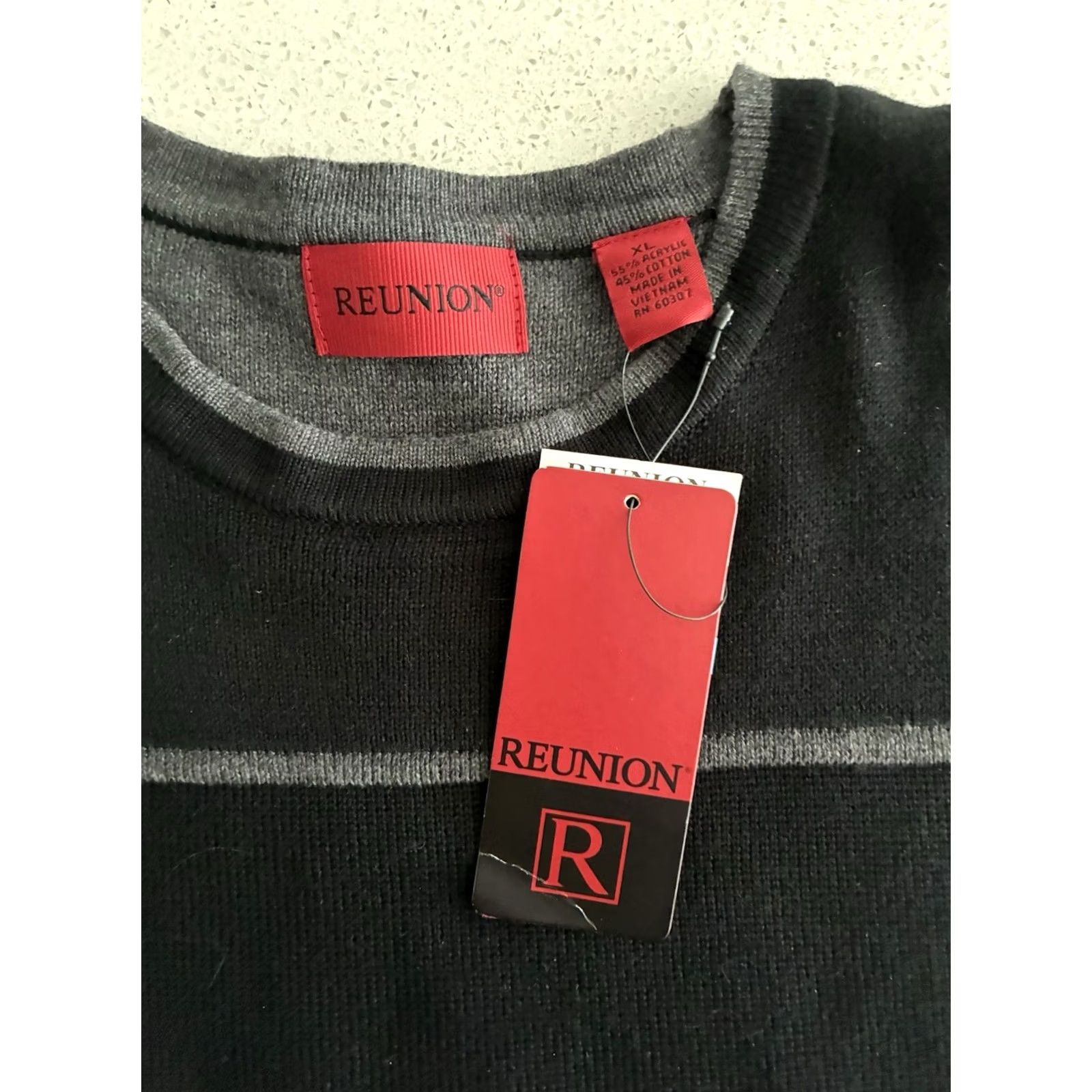 Vintage Reunion Sweatshirt Pullover Long Sleeve Cotton Blend Men XL Black Size US XL / EU 56 / 4 - 2 Thumbnail
