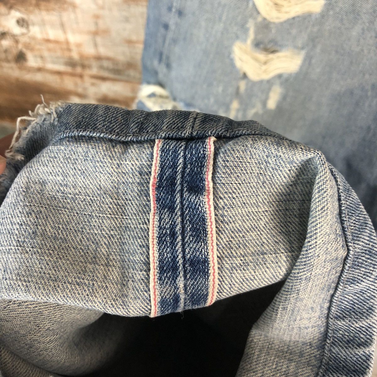 Edwin DLL Edwin Blue selvedge Distressed ripped Denim Pants #C250 Size US 34 / EU 50 - 12 Thumbnail