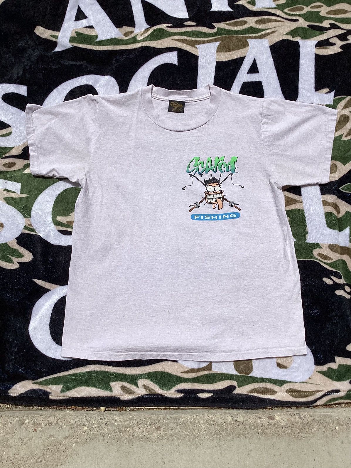 Changes × Vintage Vtg 94 scared stiff fishing outdoors single stitch USA Tee Size US M / EU 48-50 / 2 - 3 Thumbnail