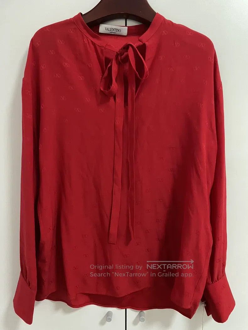 Valentino Valentino Logo silk shirt Size S / US 4 / IT 40 - 1 Thumbnail