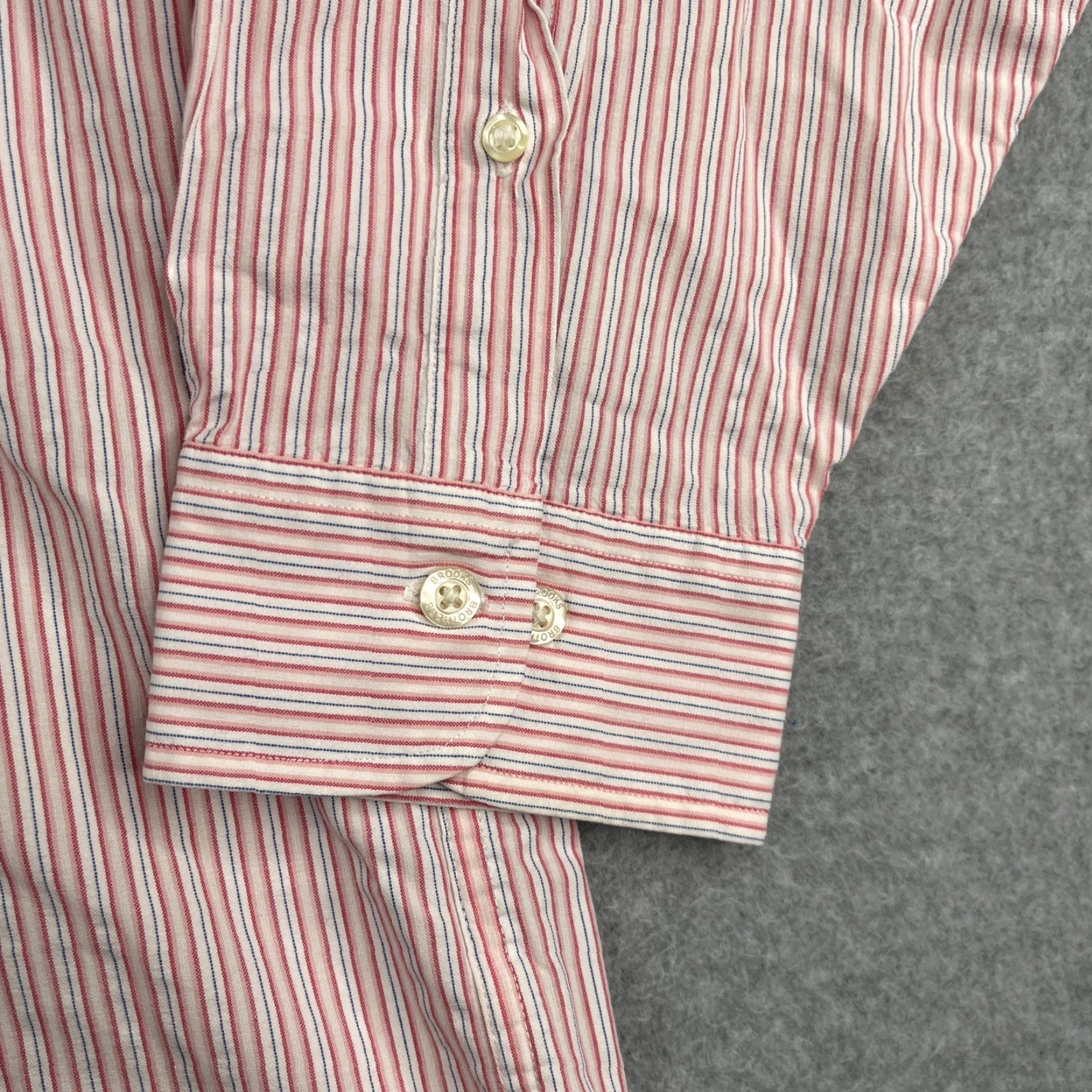 Brooks Brothers Brooks Brothers 346 Shirt XL Pink Striped Button-Up Long Sleeve Mens Size US XL / EU 56 / 4 - 2 Thumbnail