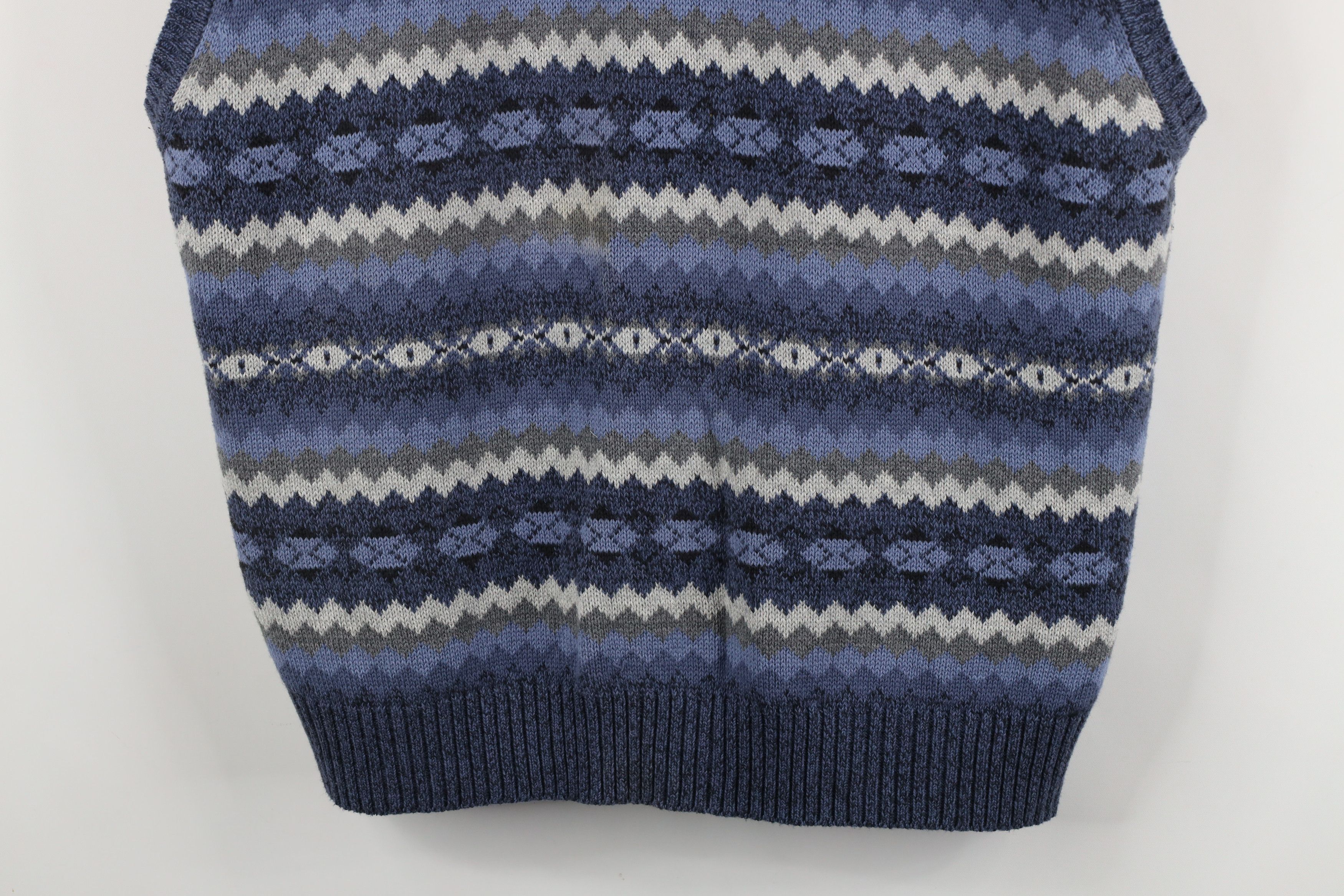 Vintage Vintage 90s Streetwear Cotton Knit V-Neck Sweater Vest Blue Size US XL / EU 56 / 4 - 3 Thumbnail