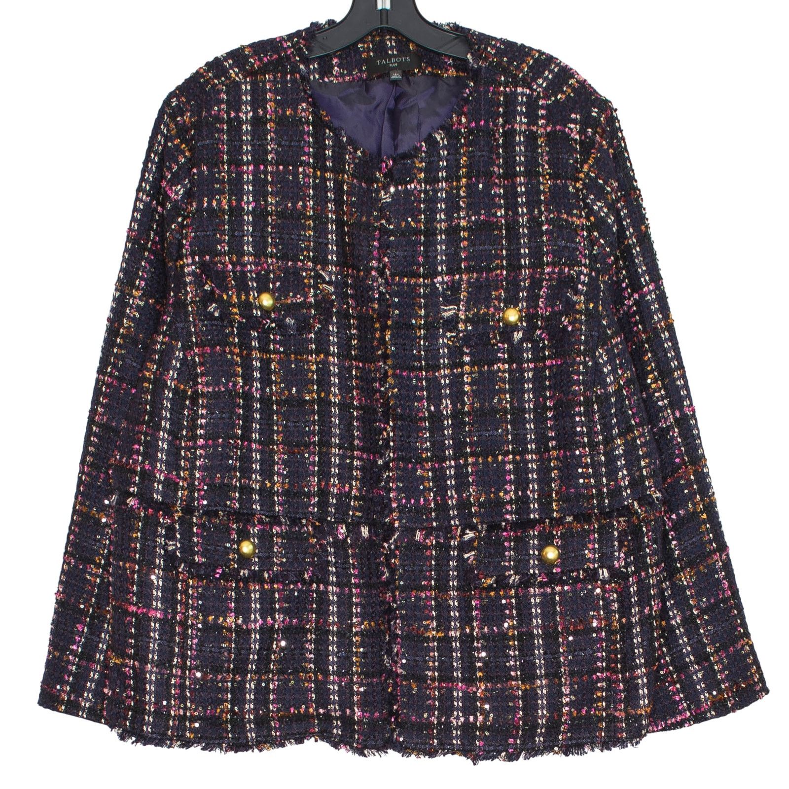 Talbots Talbots Tweed Blazer Navy Sequin Quiet Luxury Old Money 18W Size XXL / US 16-18 / IT 52-54 - 1 Thumbnail