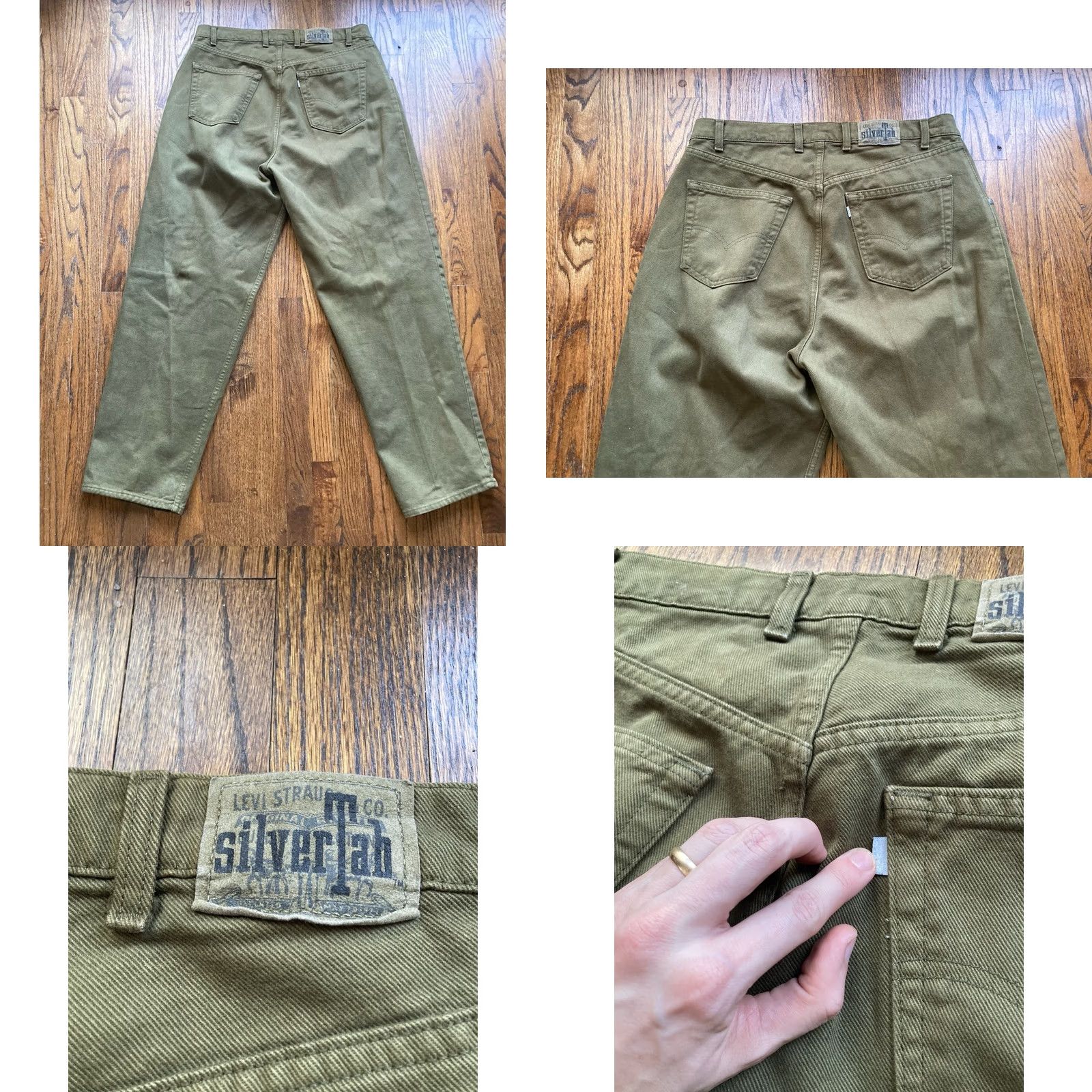 Levi's VINTAGE Levi's Silvertab Jeans Baggy Men 36x32 Army Green Denim USA Made 5-Pocket Mens Distressed Spot Size US 36 / EU 52 - 9 Thumbnail
