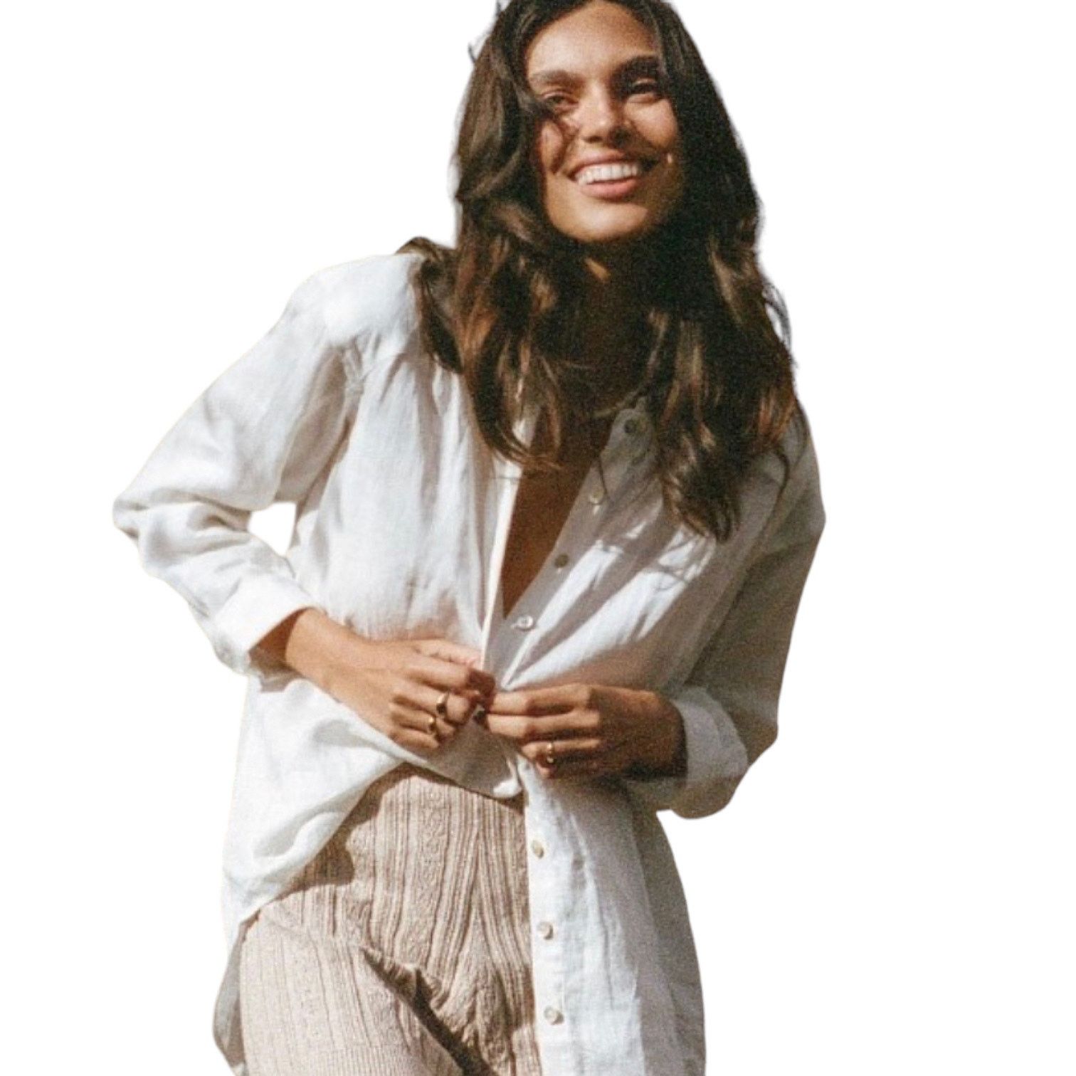 Spell Spell and the Gypsy Basic White Linen Blouse-Medium Size M / US 6-8 / IT 42-44 - 14 Thumbnail