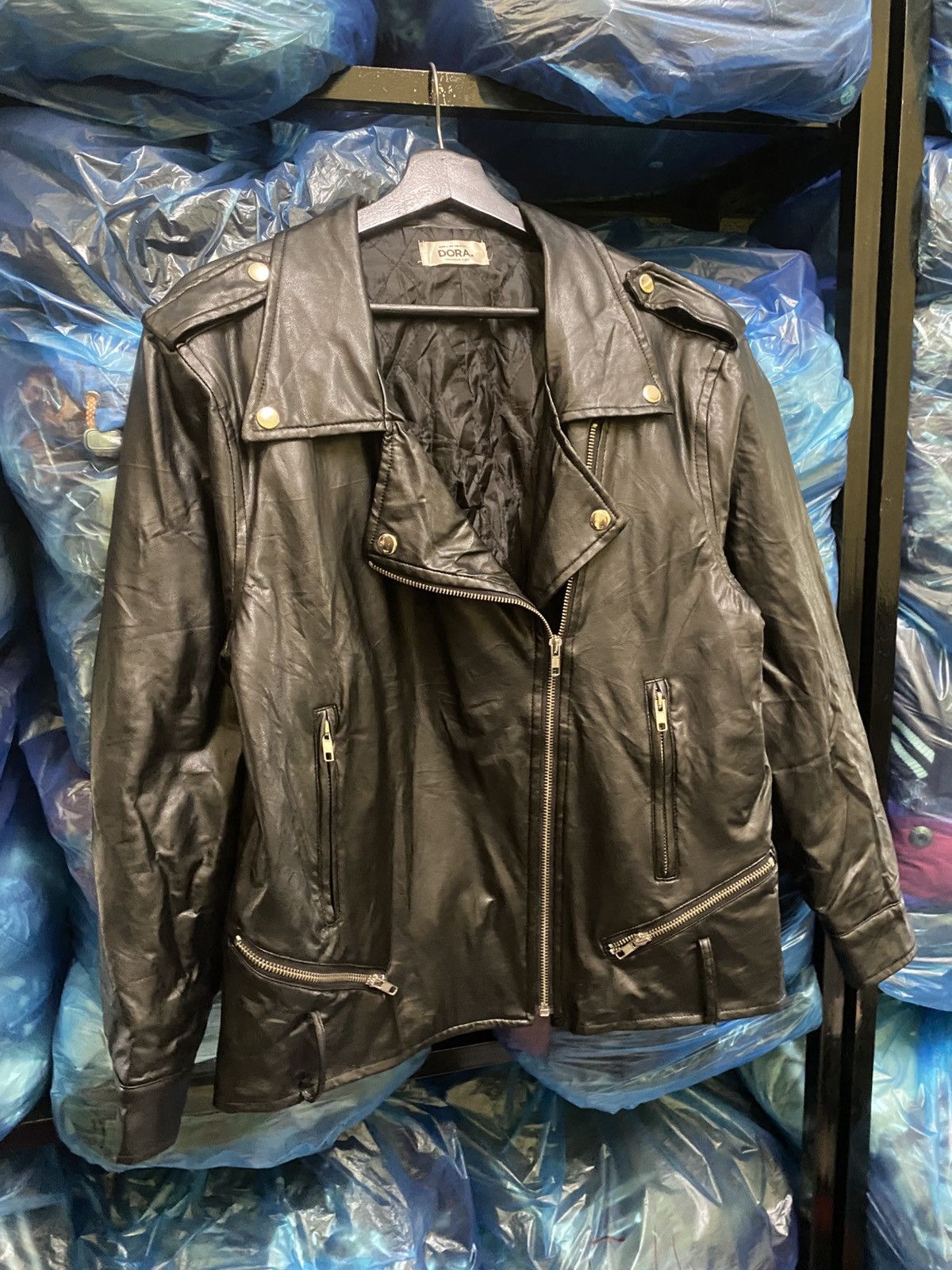 Other Vintage 2011 DORA Black Leather Biker Jacket Quilted Lining Size US S / EU 44-46 / 1 - 4 Thumbnail